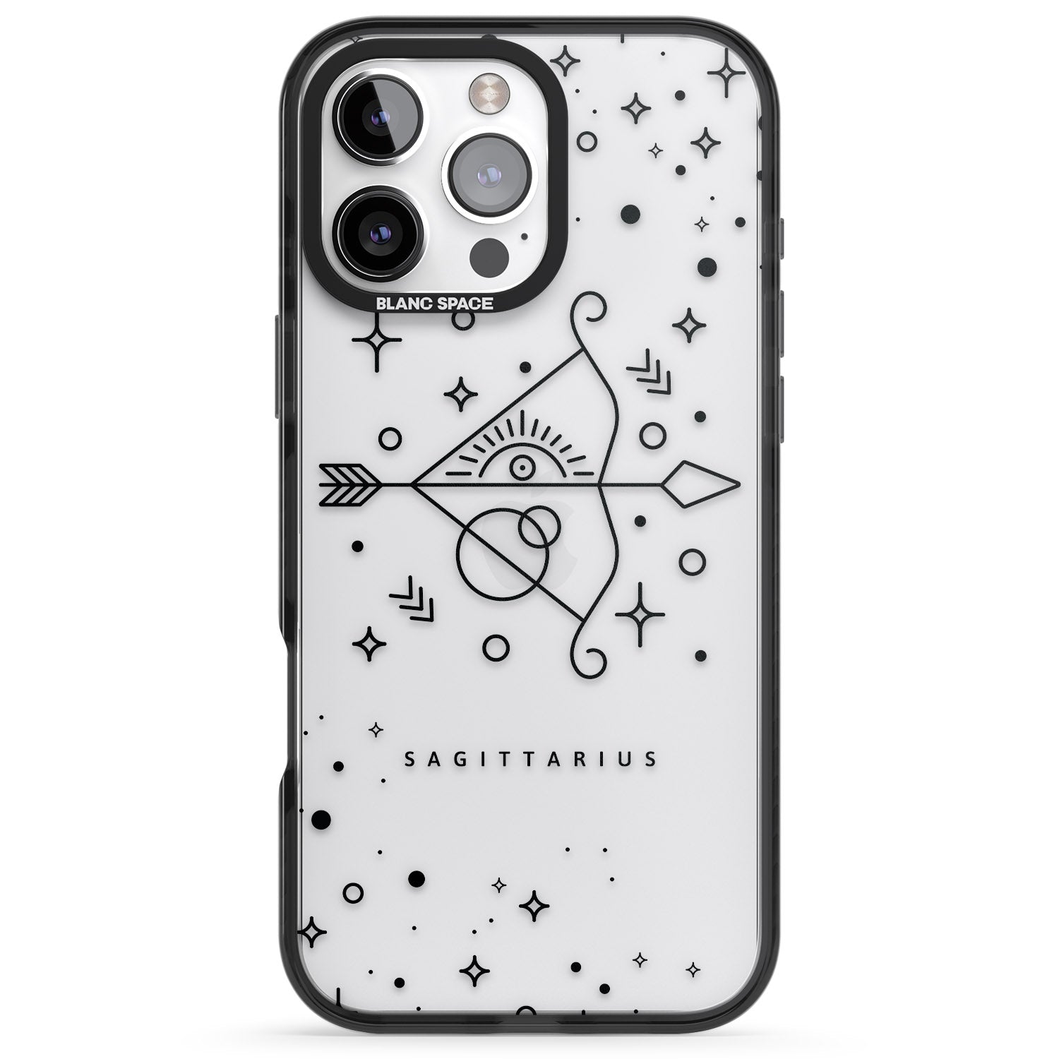 iPhone 16 Pro Max Sagittarius Emblem - Transparent Design Black Impact Phone Case