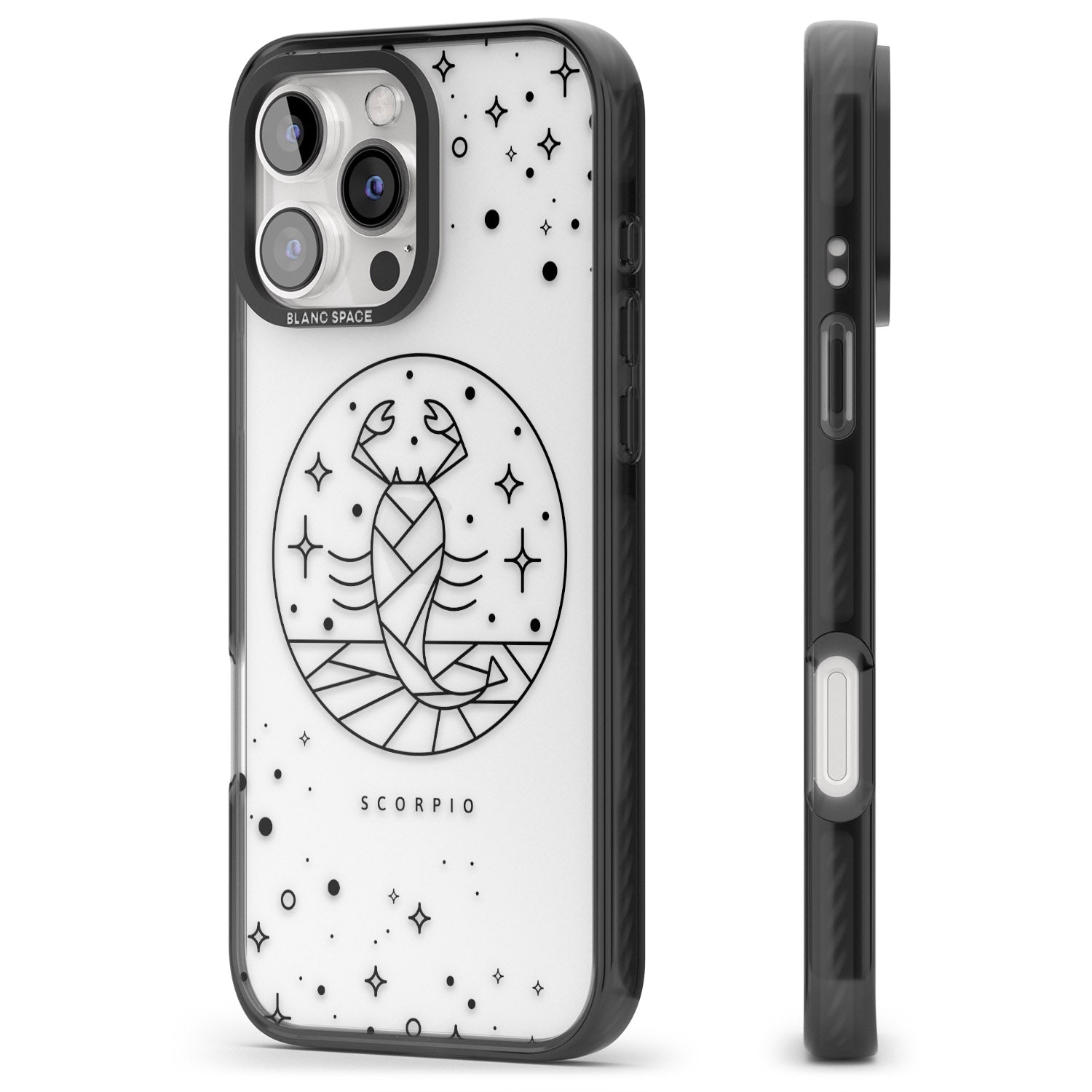 iPhone 16 Pro Max Scorpio Emblem - Transparent Design Black Impact Phone Case