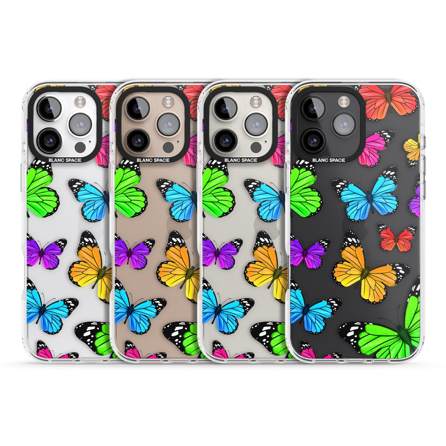 iPhone 16 Pro Max Vibrant Butterflies Black Impact Phone Case