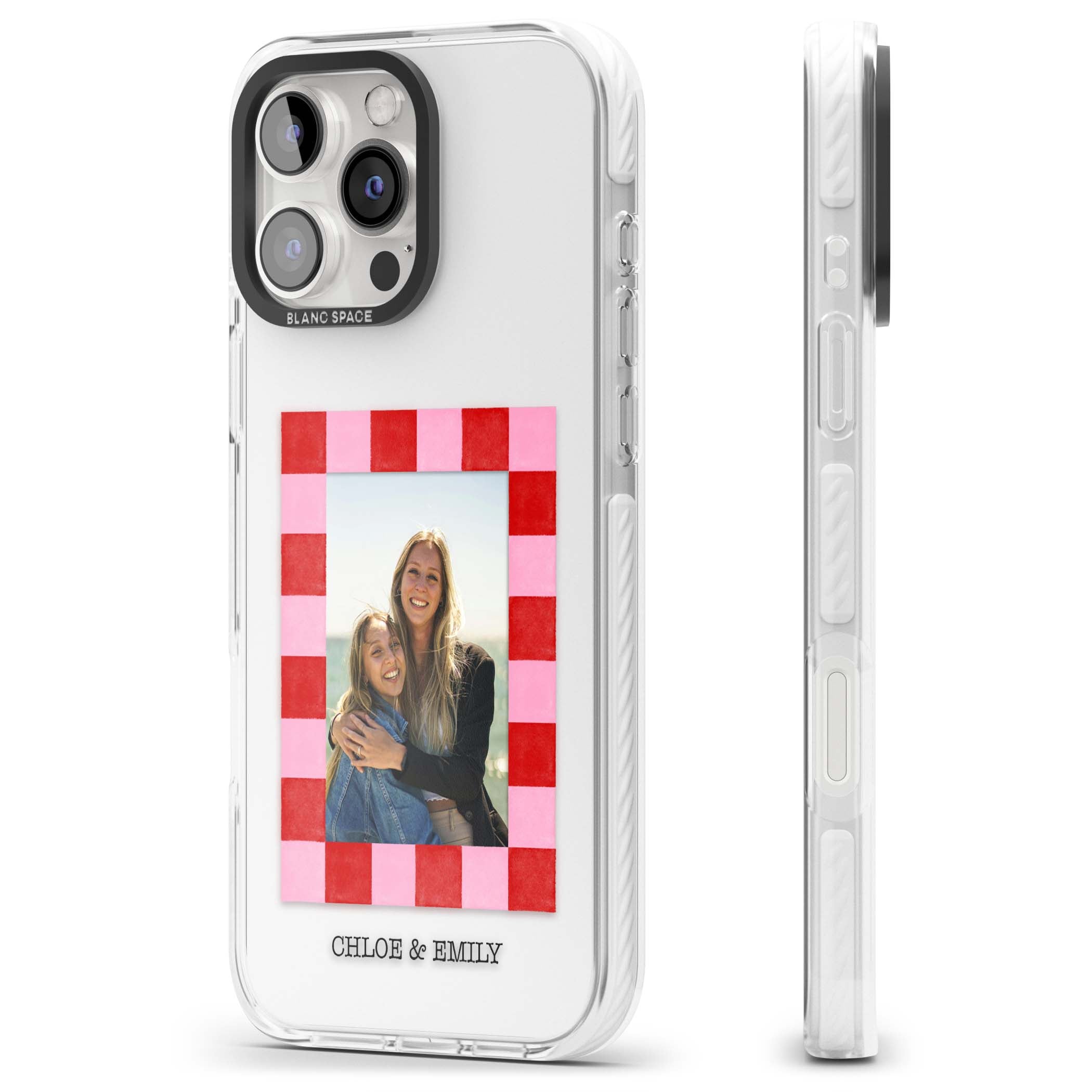 Bubblegum Check Photo for her iPhone case | Clear Impact case for iPhone 16 Pro, iPhone 16 Pro Max