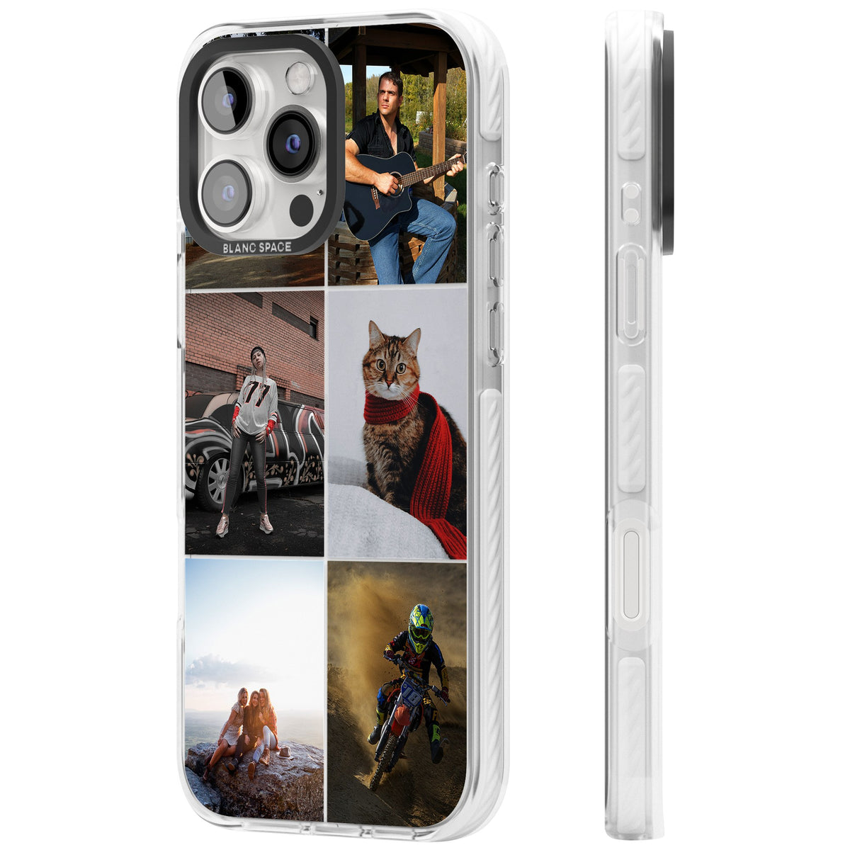 Personalised 6 Photo Grid iPhone 16 Pro / iPhone 16 Pro Max Impact Clear Phone Case side