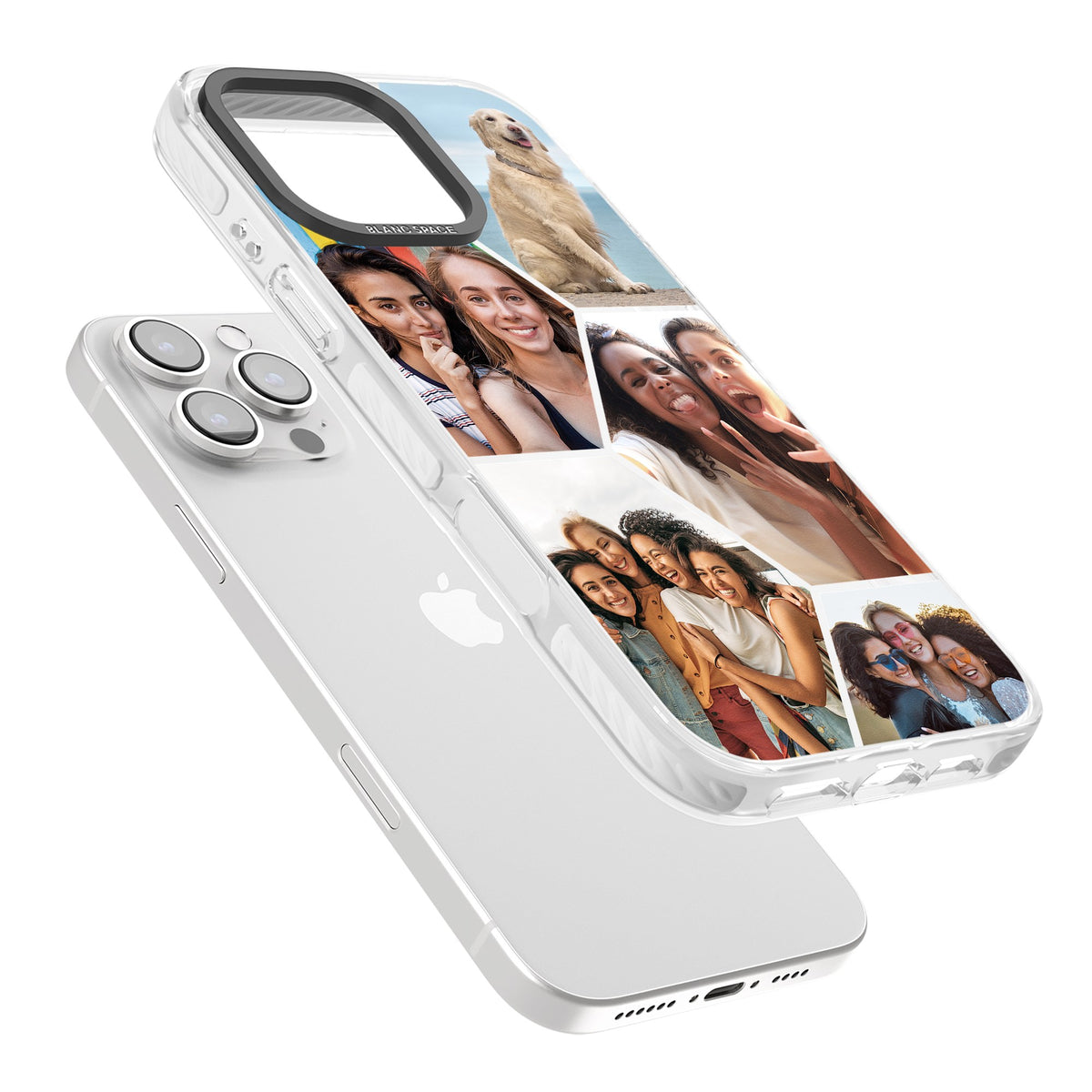 Personalised Beehive Photo Grid iPhone 16 Pro / iPhone 16 Pro Max Impact Clear Phone Case angled