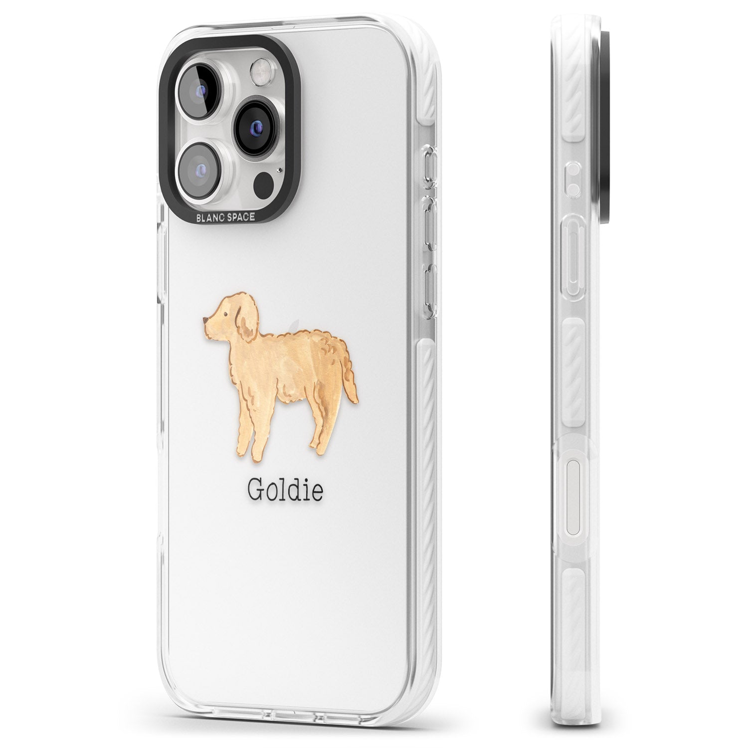 iPhone 16 Pro Max Personalised Hand Painted Goldendoodle Black Impact Phone Case