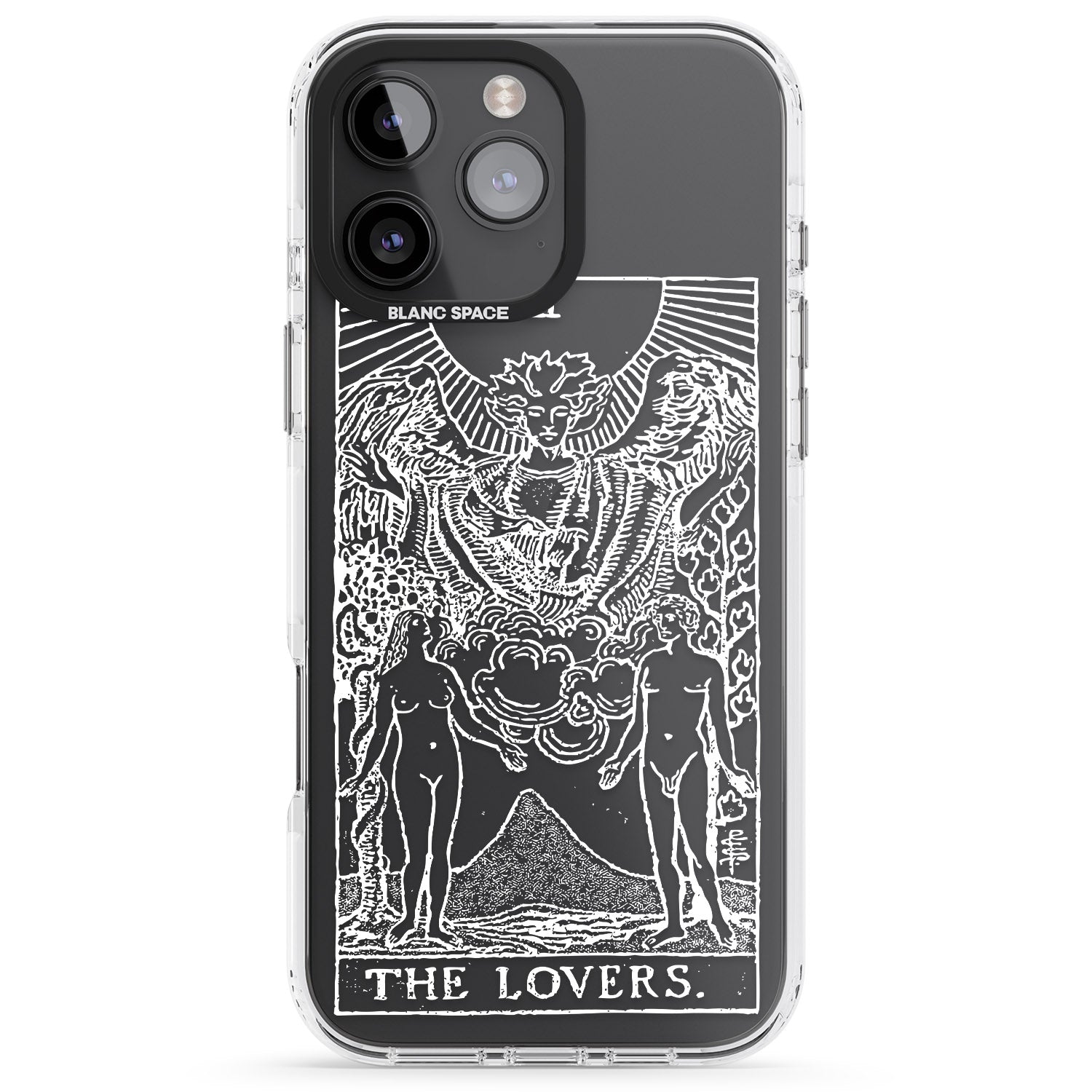 iPhone 16 Pro Max Personalised The Lovers Tarot Card - White Transparent Black Impact Phone Case