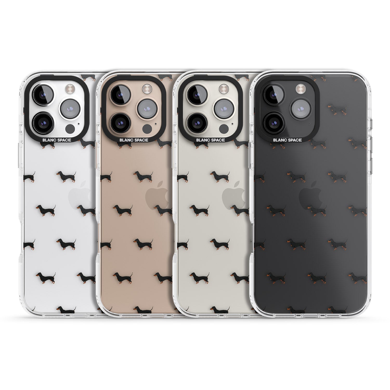 iPhone 16 Pro Max Dachshund Dog Pattern Clear Black Impact Phone Case