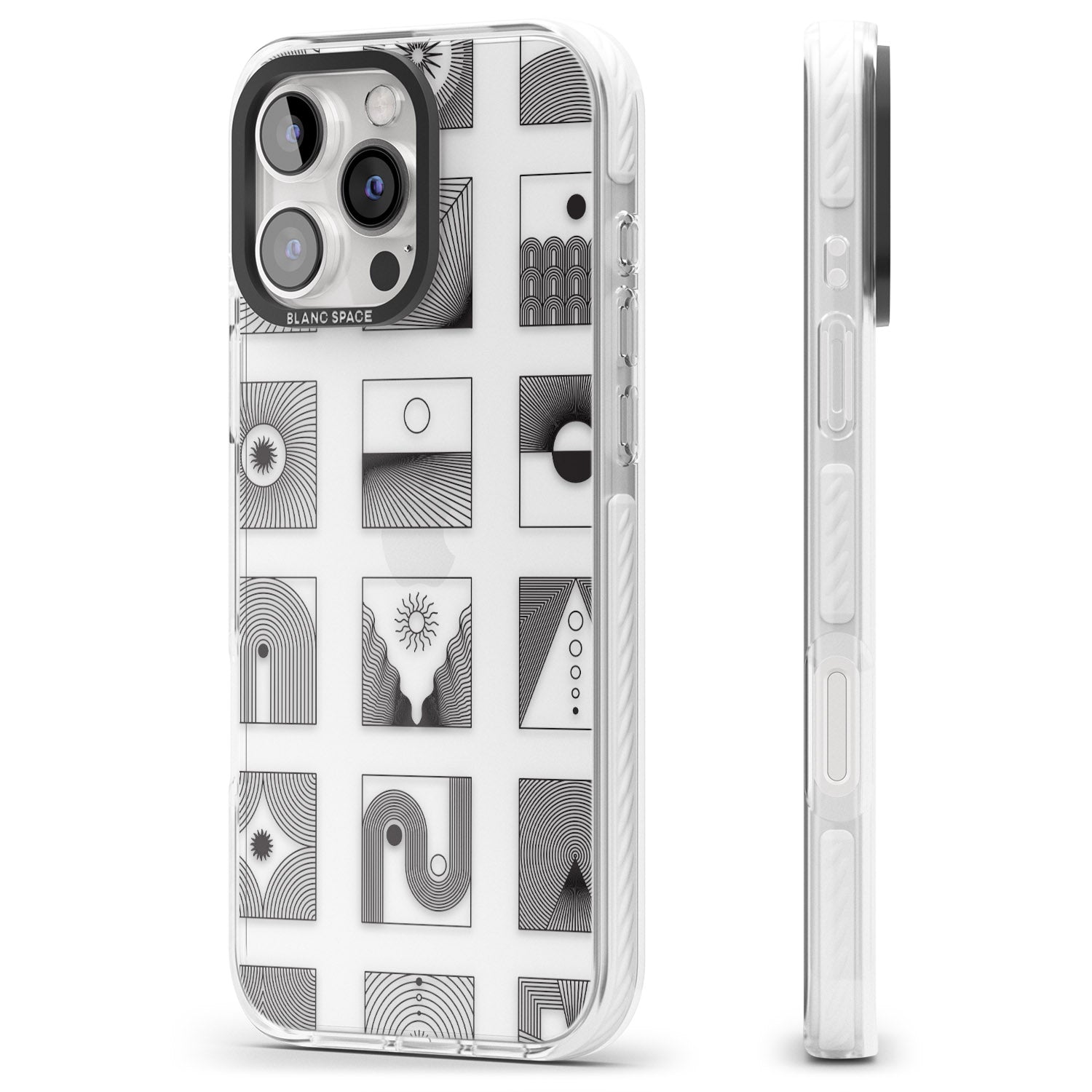 iPhone 16 Pro Max Abstract Lines: Mixed Pattern #2 Black Impact Phone Case