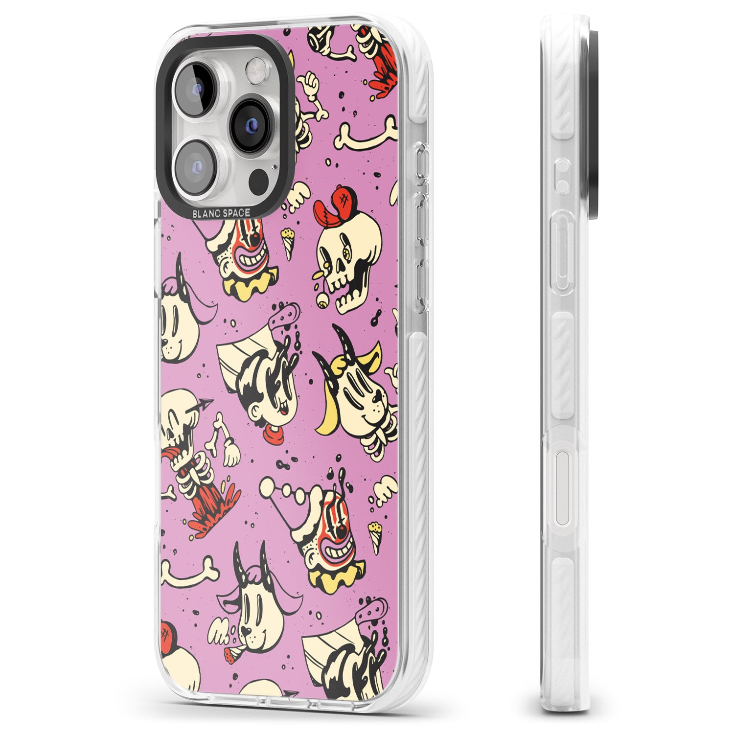 iPhone 16 Pro Max Purple Retro Halloween Pattern Black Impact Phone Case