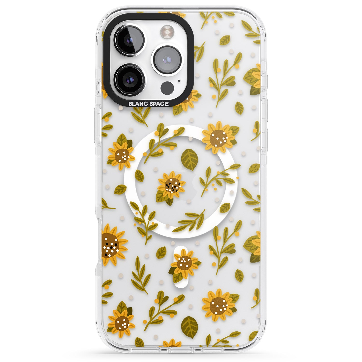 iPhone 16 Pro Max Sweet as Honey Patterns: Sunflowers (Clear) Black Impact Phone Case