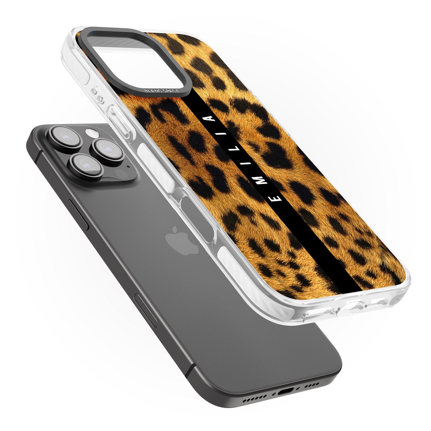 iPhone 16 Pro Max Personalised Leopard Print Black Impact Phone Case