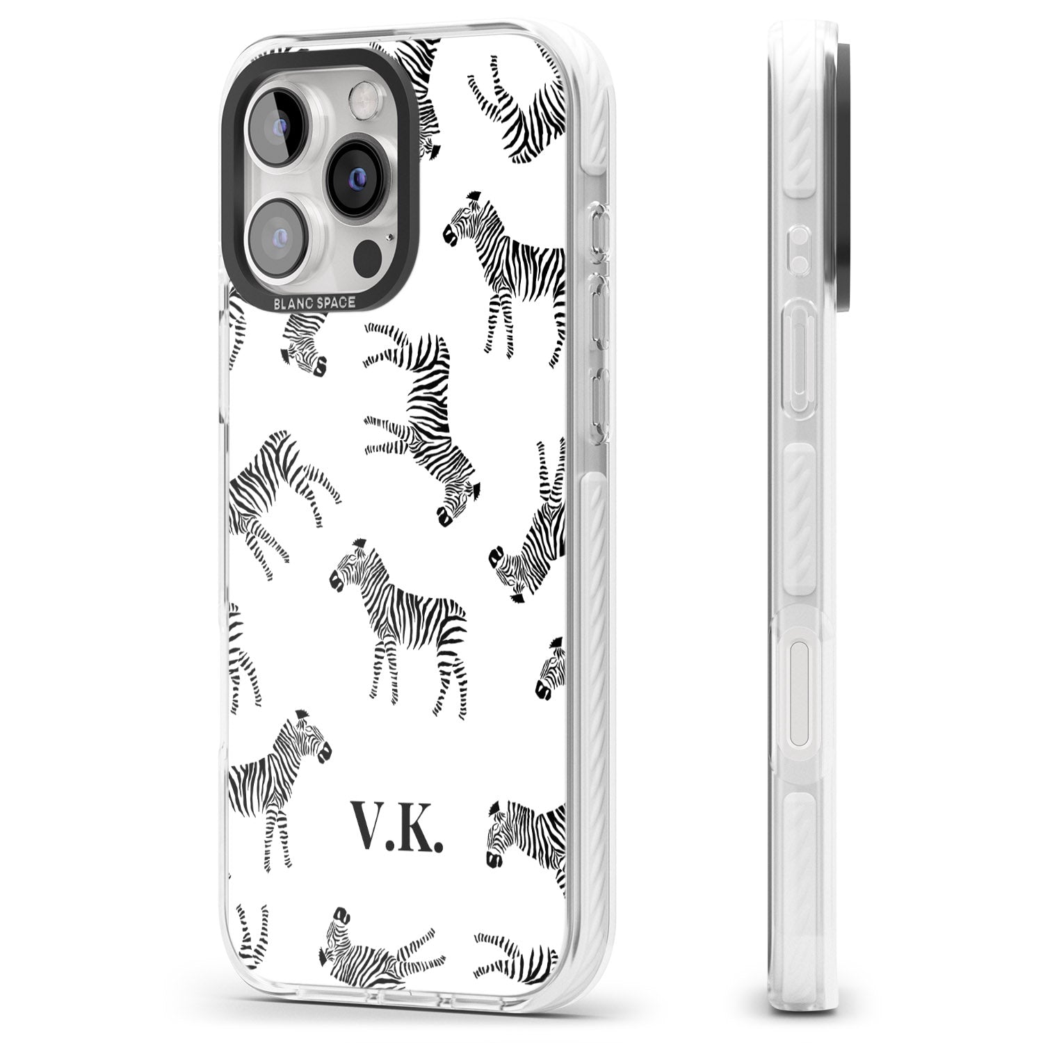 iPhone 16 Pro Max Personalised Zebra Pattern Black Impact Phone Case