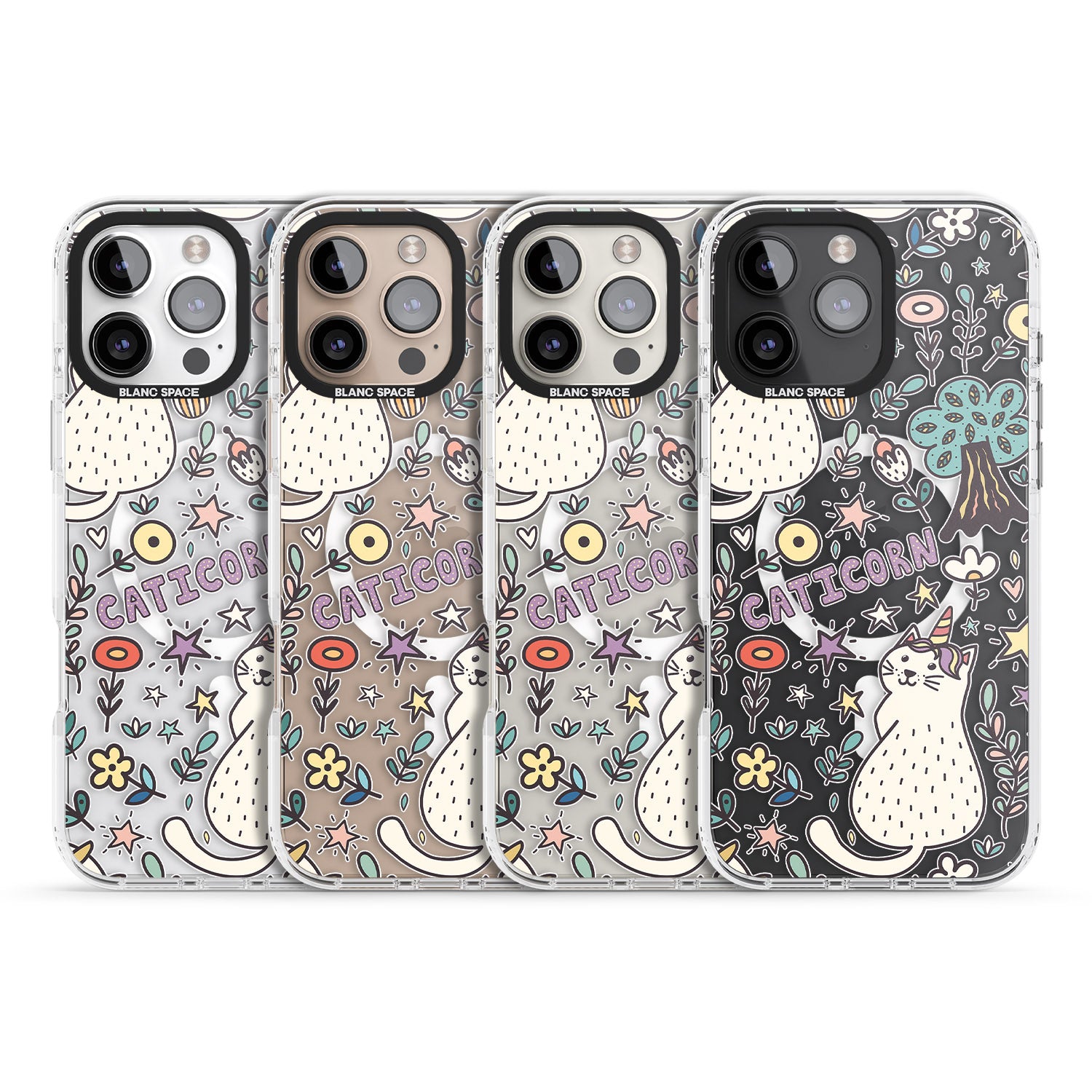 iPhone 16 Pro Max Caticorn pattern Black Impact Phone Case