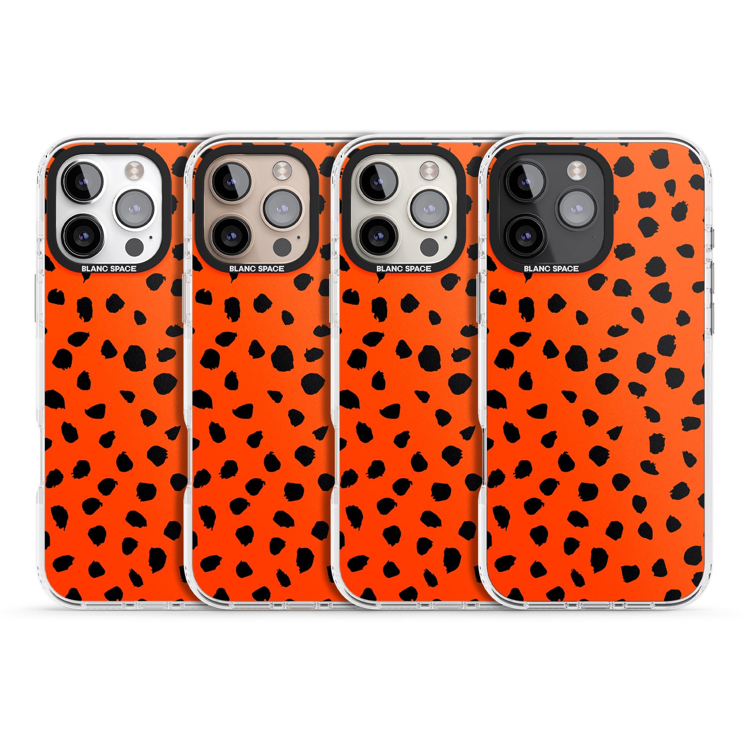 iPhone 16 Pro Max Black & Bright Red Dalmatian Polka Dot Spots Black Impact Phone Case