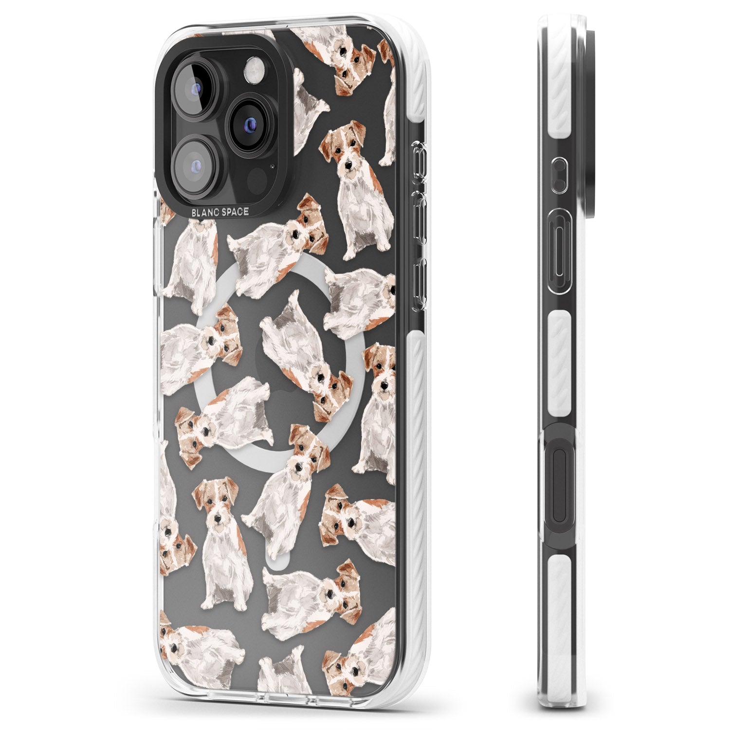 iPhone 16 Pro Max Wirehaired Jack Russell Watercolour Dog Pattern Black Impact Phone Case