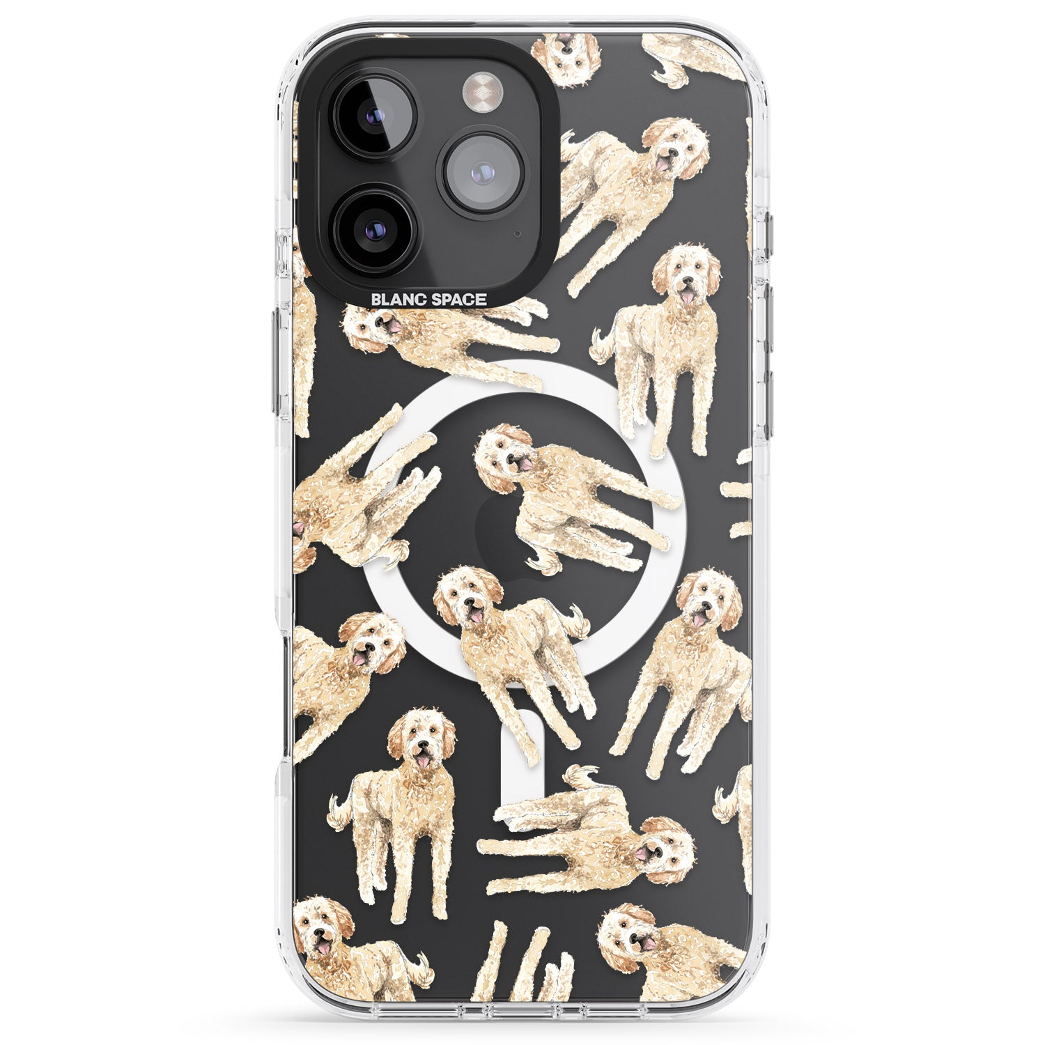 iPhone 16 Pro Max Goldendoodle Watercolour Dog Pattern Black Impact Phone Case