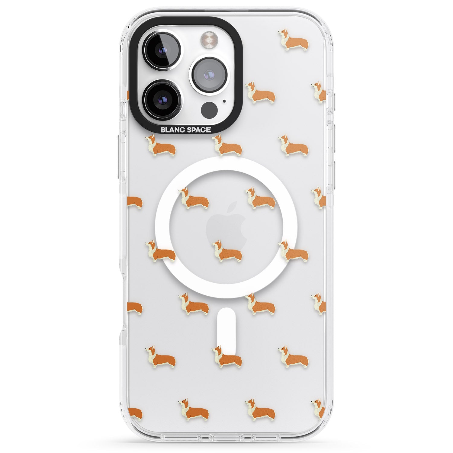 iPhone 16 Pro Max Pembroke Welsh Corgi Dog Pattern Clear Black Impact Phone Case