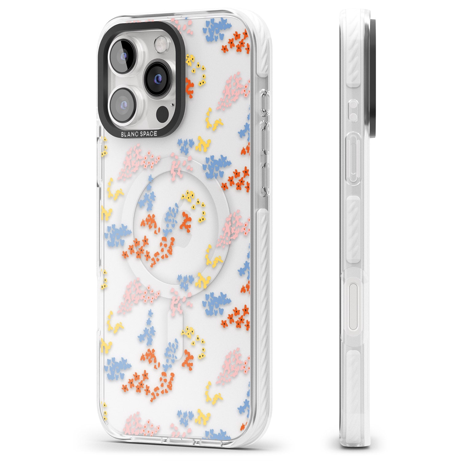 iPhone 16 Pro Max Small Flower Mix: Transparent Black Impact Phone Case