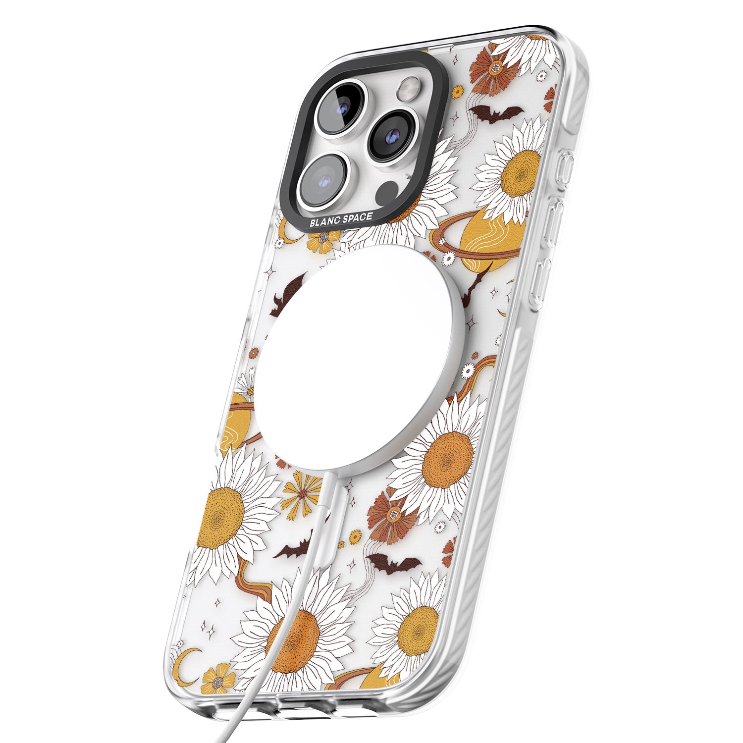 iPhone 16 Pro Max Halloween Bats and Planets Black Impact Phone Case