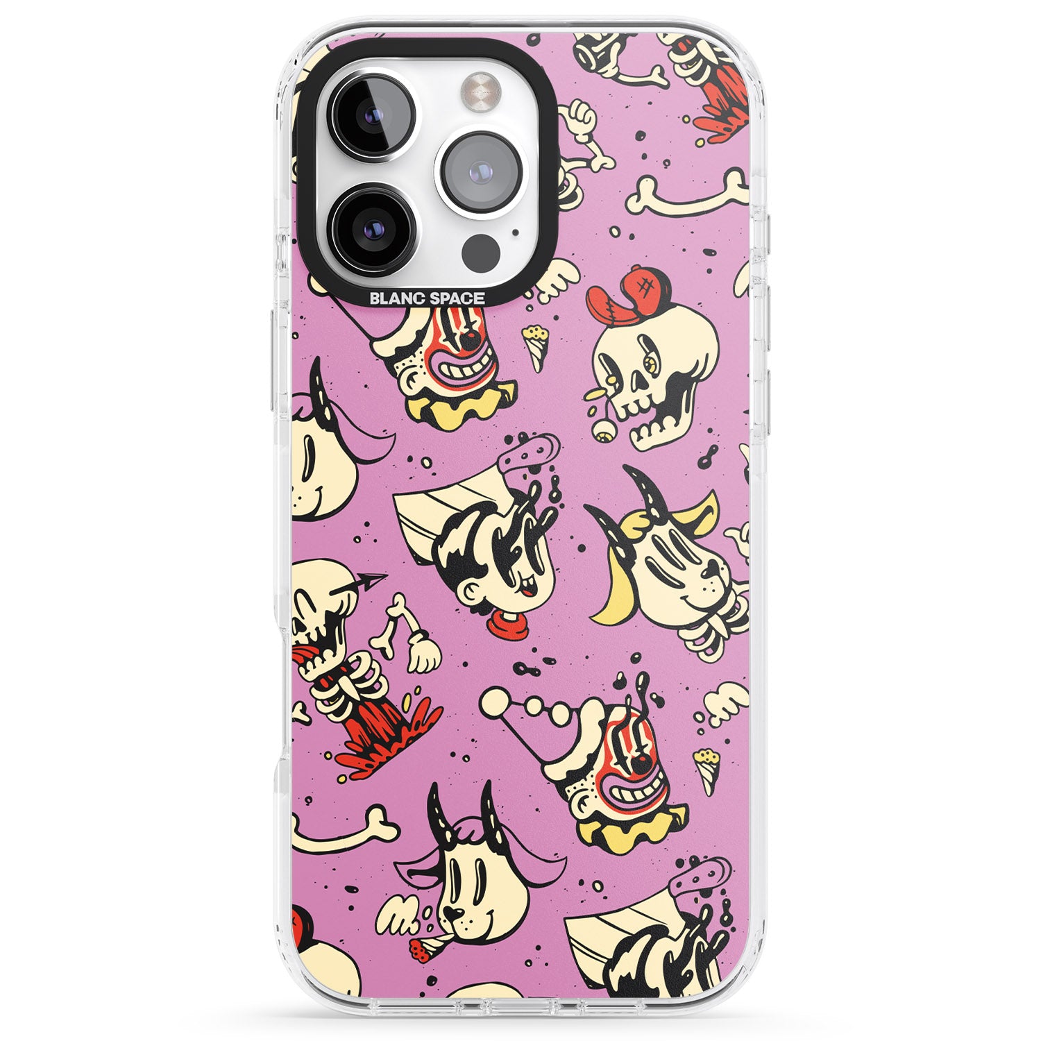 iPhone 16 Pro Max Purple Retro Halloween Pattern Black Impact Phone Case