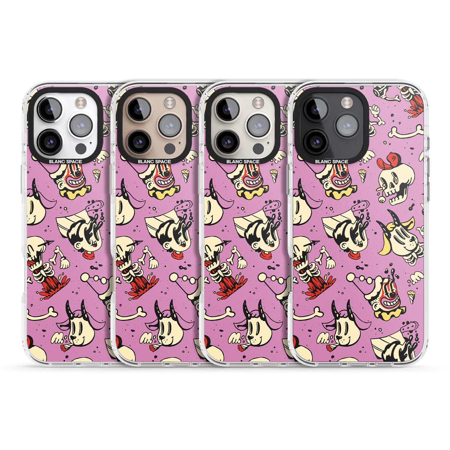 iPhone 16 Pro Max Purple Retro Halloween Pattern Black Impact Phone Case