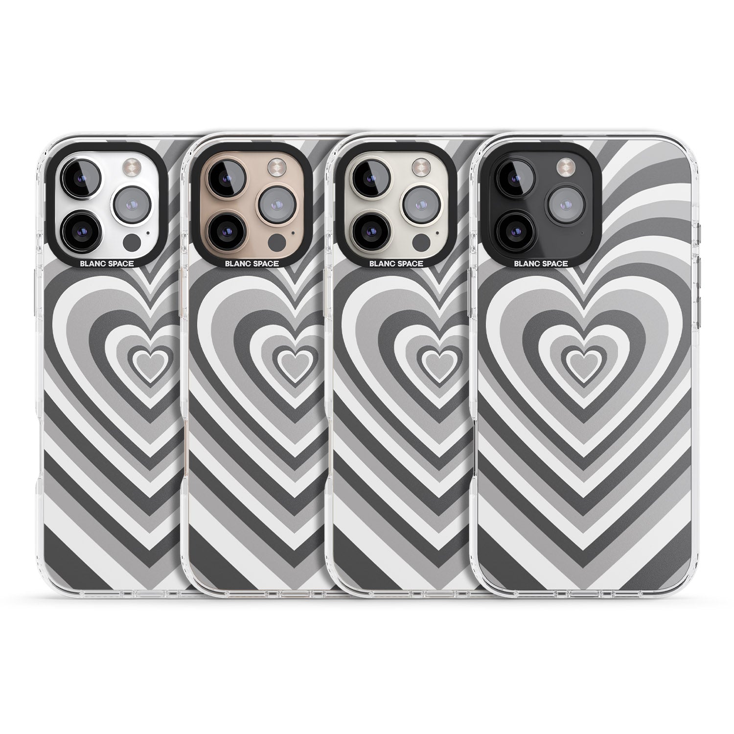iPhone 16 Pro Max Monochrome Heart Illusion Black Impact Phone Case
