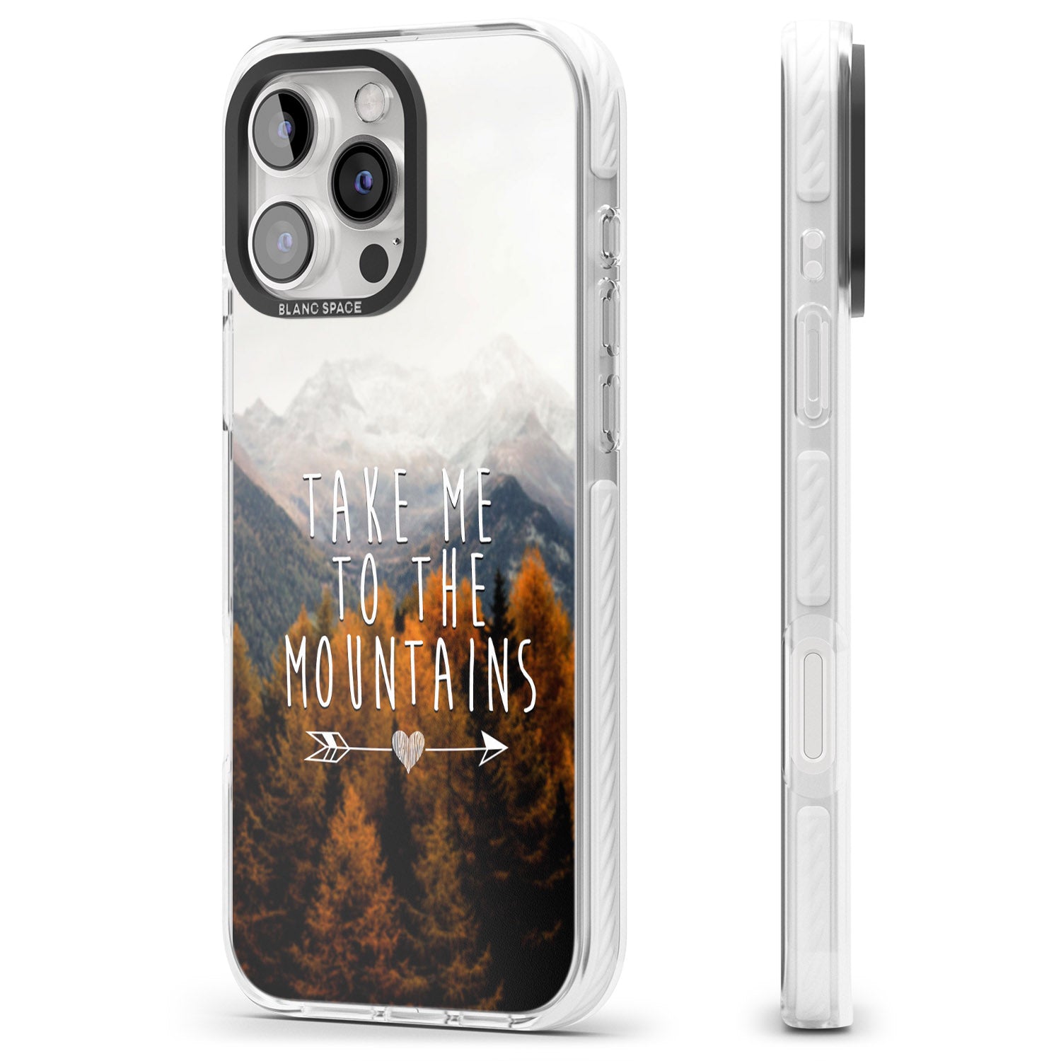 iPhone 16 Pro Max Take Me Mountains Quote Black Impact Phone Case