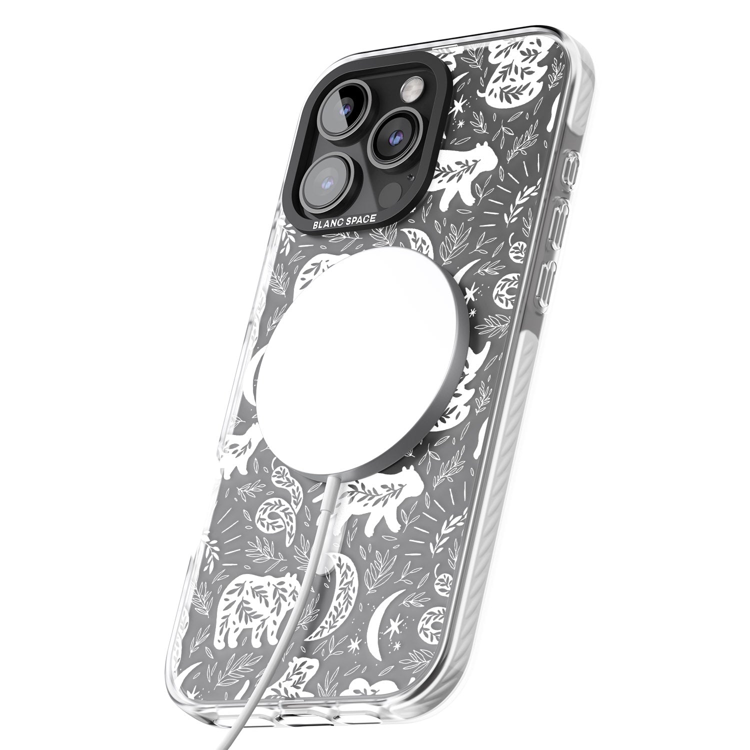 iPhone 16 Pro Max Forest Animal Silhouettes: White/Clear Black Impact Phone Case