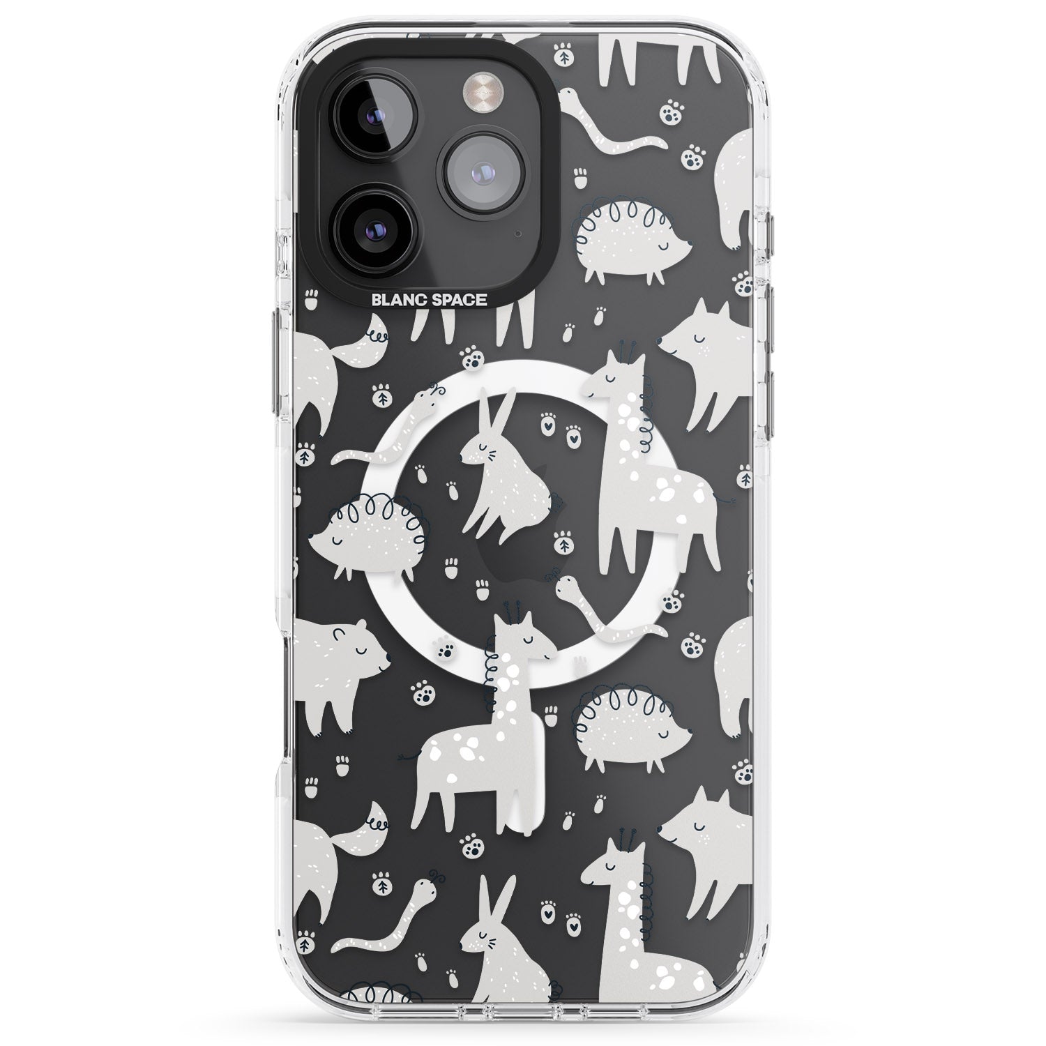 iPhone 16 Pro Max Adorable Mixed Animals Pattern (Clear) Black Impact Phone Case