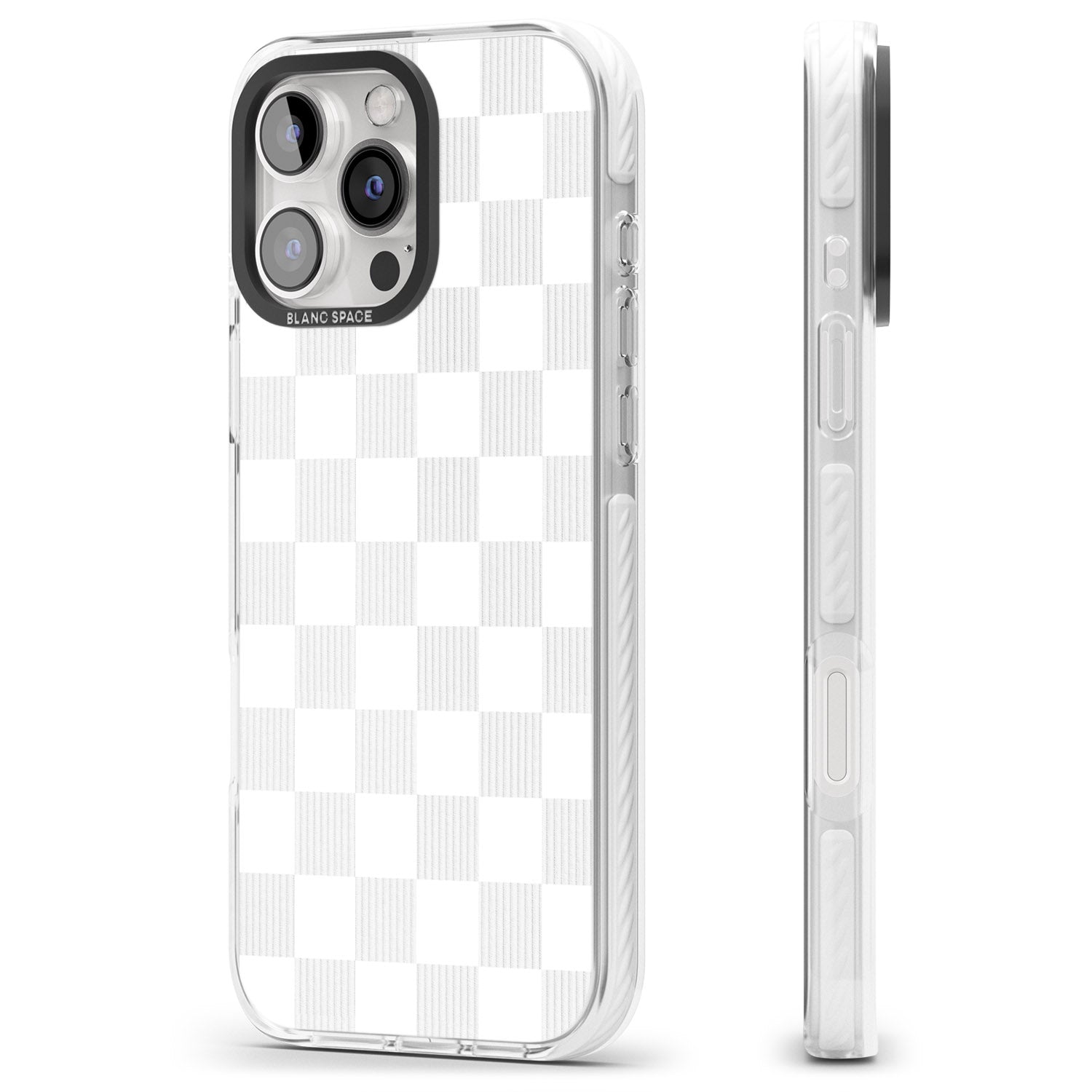 iPhone 16 Pro Max WHITE CHECKERED Black Impact Phone Case + Magsafe