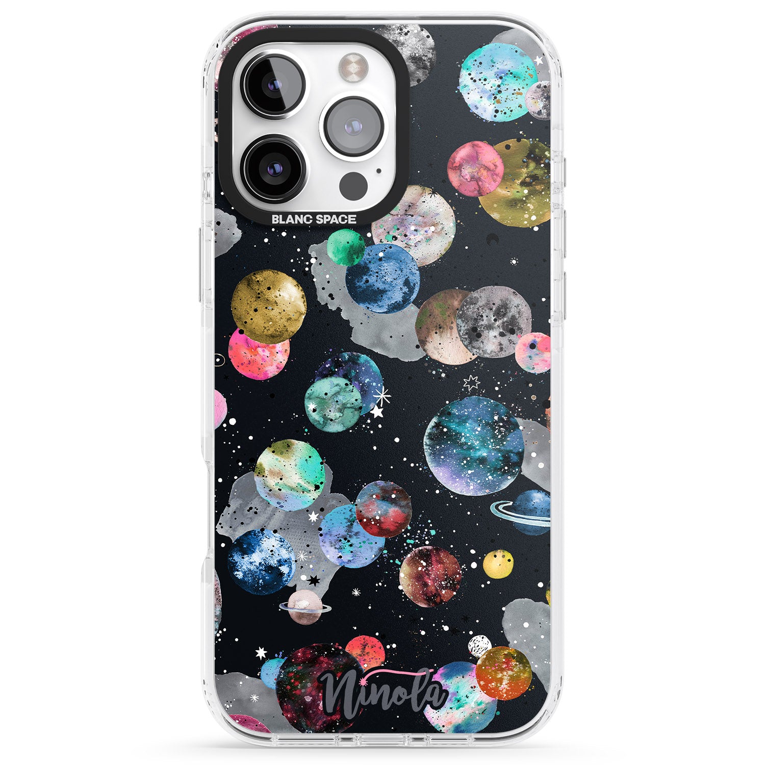 iPhone 16 Pro Max Space Planets Black Impact Phone Case