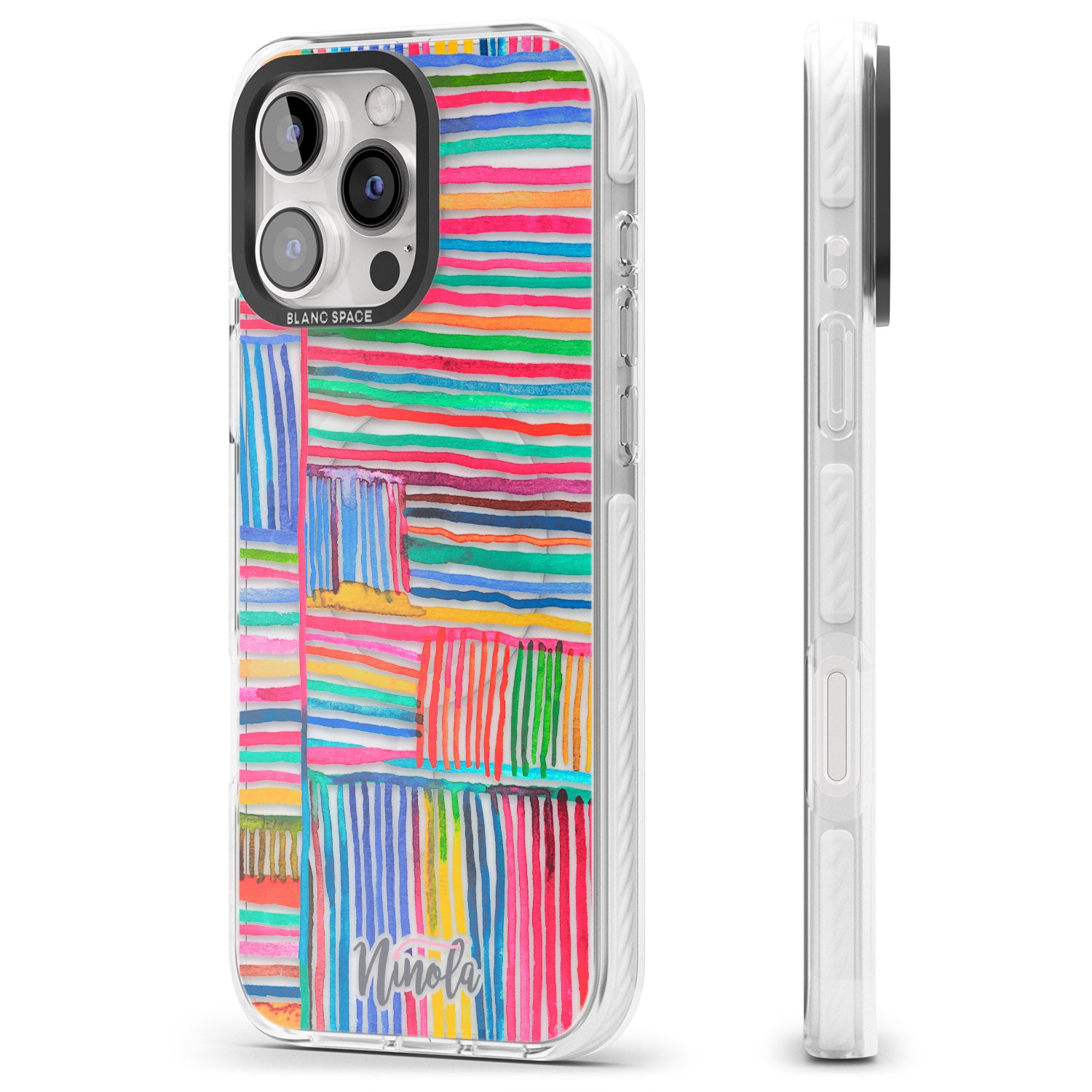 iPhone 16 Pro Max Watercolor Relaxing Lines Black Impact Phone Case