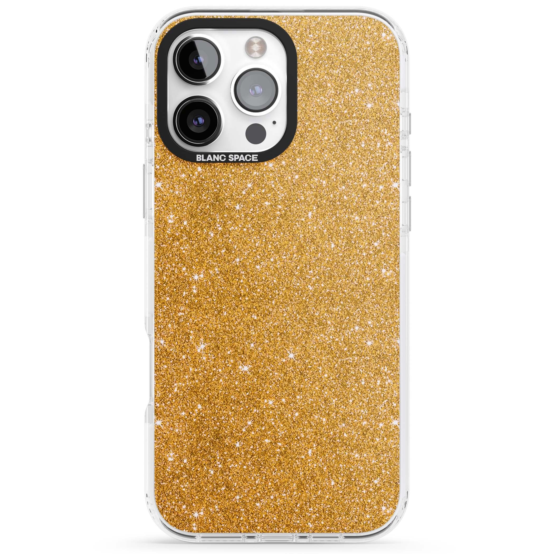 Gold Glitter gold glitter iPhone case featuring a shimmering sparkle wallpaper design in luxury gold | Impact Magsafe case for iPhone 16 Pro, iPhone 16 Pro Max