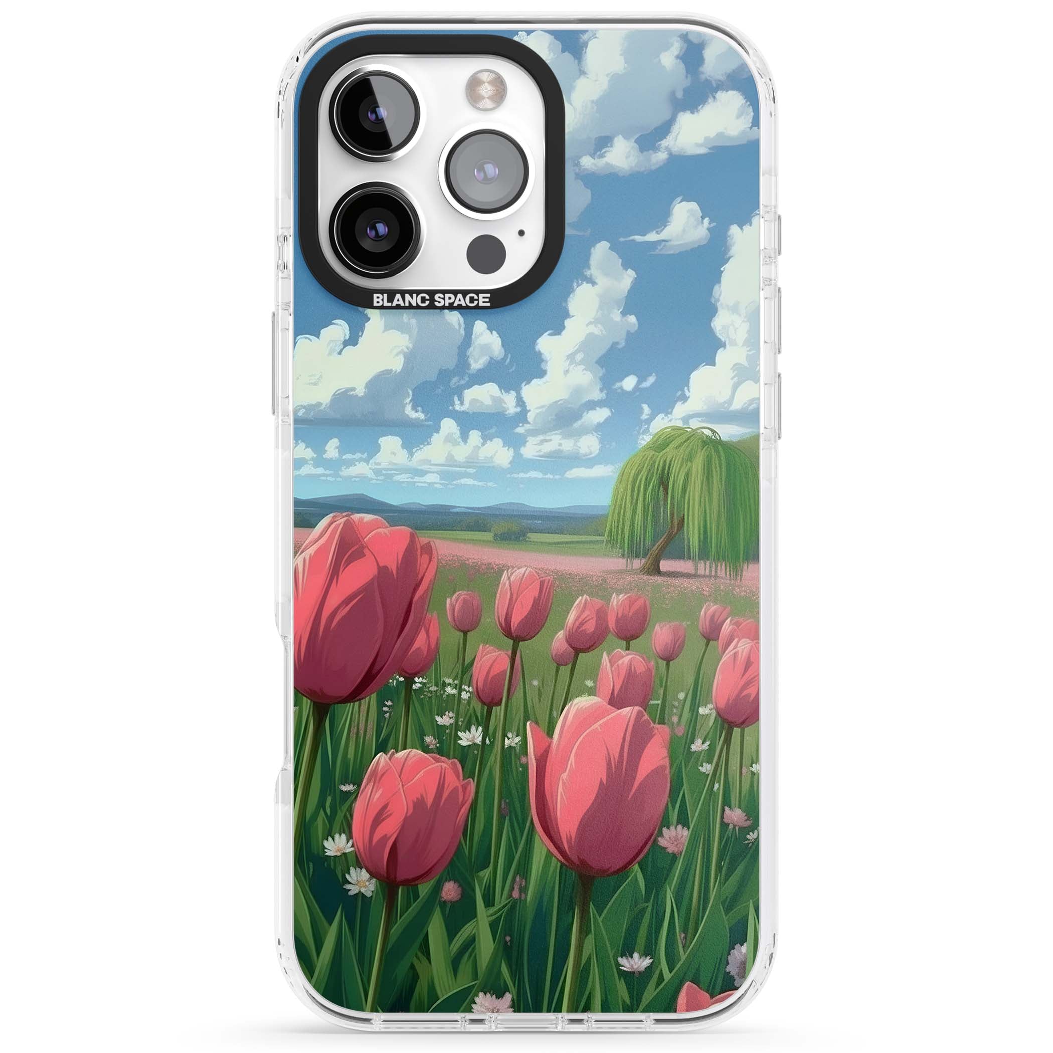 Willow By The Pink Tulips floral iPhone case | Impact Magsafe case for iPhone 16 Pro, iPhone 16 Pro Max