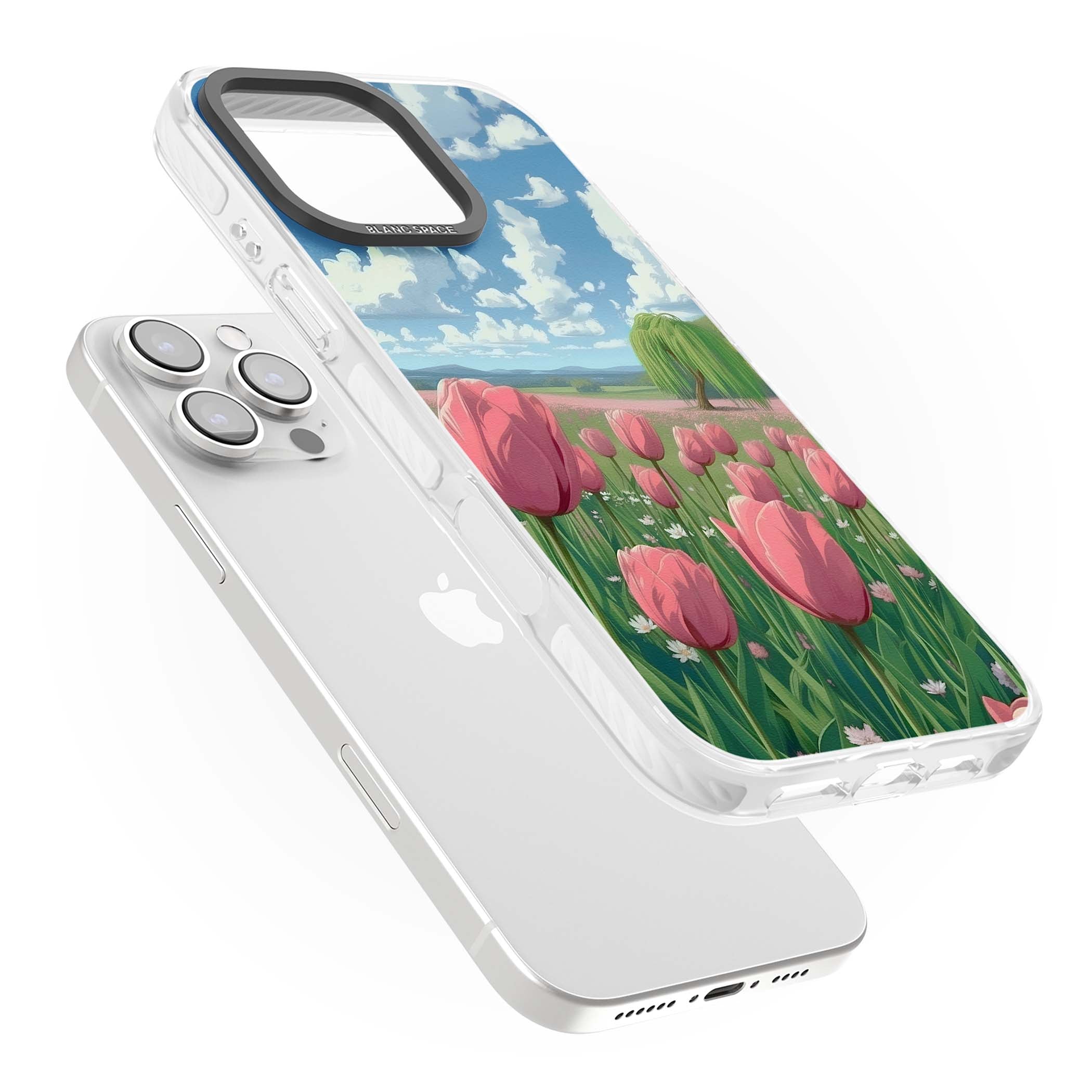 Willow By The Pink Tulips floral iPhone case | Impact Magsafe case for iPhone 16 Pro, iPhone 16 Pro Max