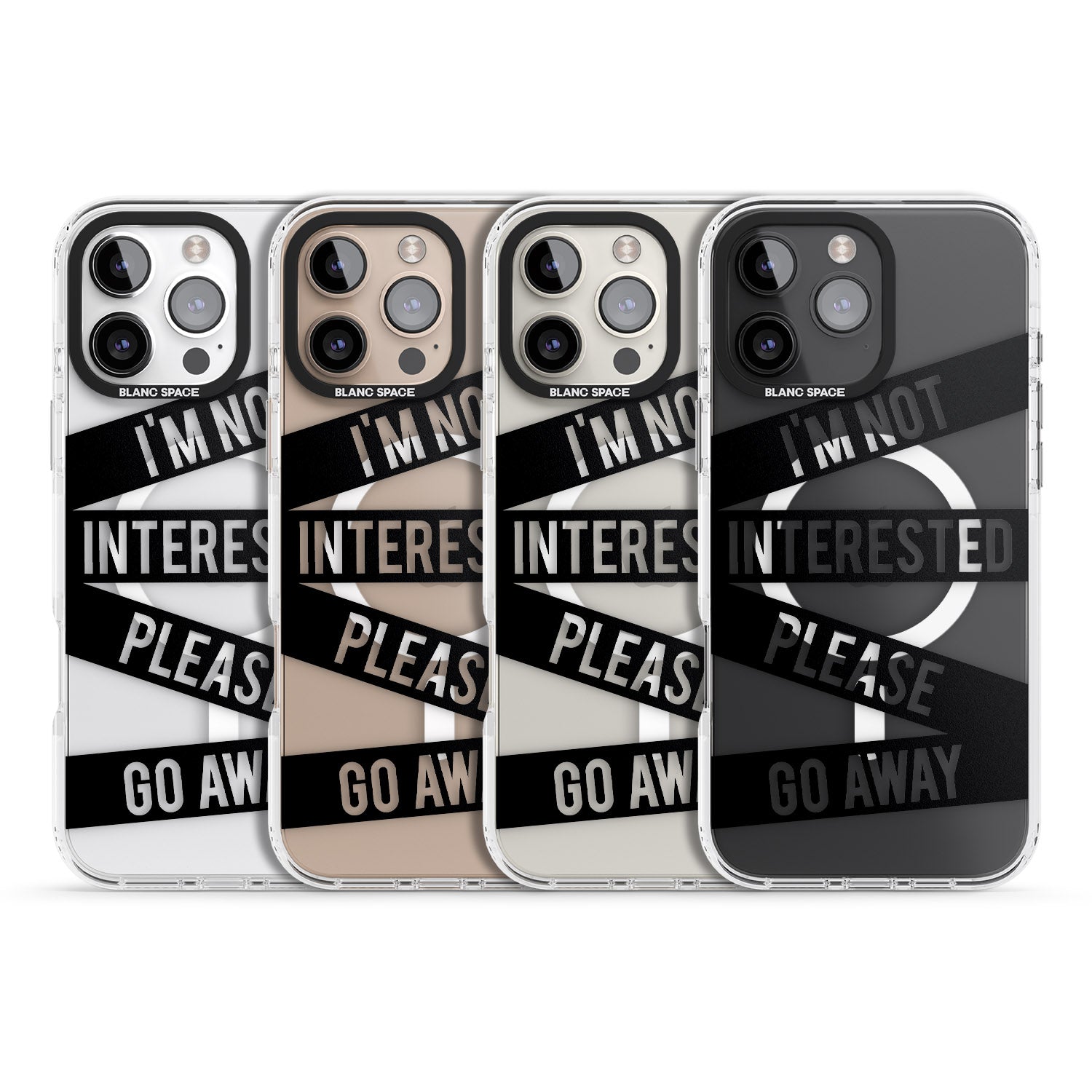iPhone 16 Pro Max Black Stripes I'm Not Interested Black Impact Phone Case