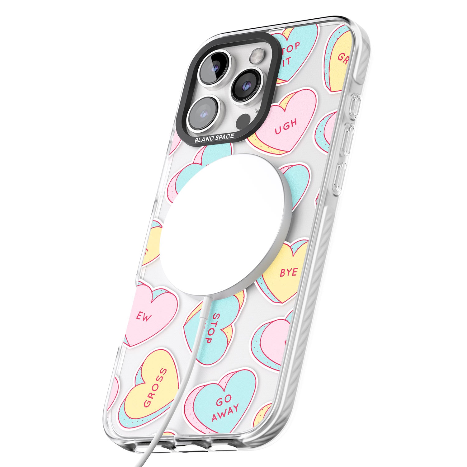iPhone 16 Pro Max Sarcastic Love Hearts Black Impact Phone Case