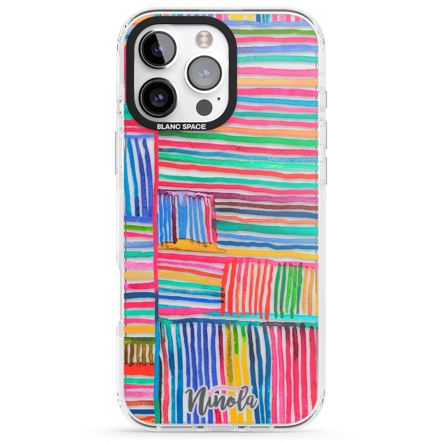 iPhone 16 Pro Max Watercolor Relaxing Lines Black Impact Phone Case