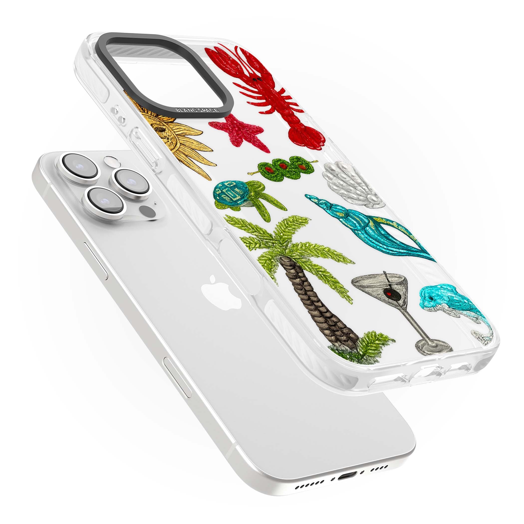 Painted Coastal Pattern coastal iPhone case | Clear Impact case for iPhone 16 Pro, iPhone 16 Pro Max