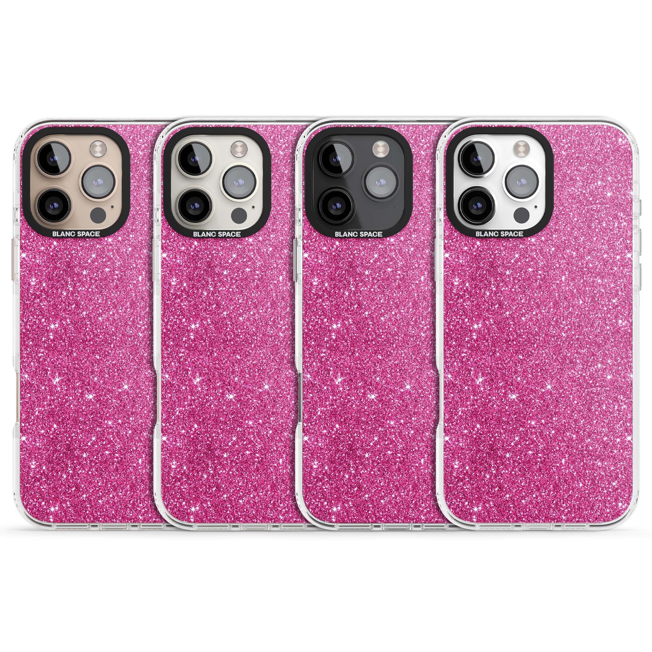 Pink Glitter Y2K iPhone case featuring hot pink glitter wallpaper with sparkle shimmer effect | Clear Impact case for iPhone 16 Pro, iPhone 16 Pro Max