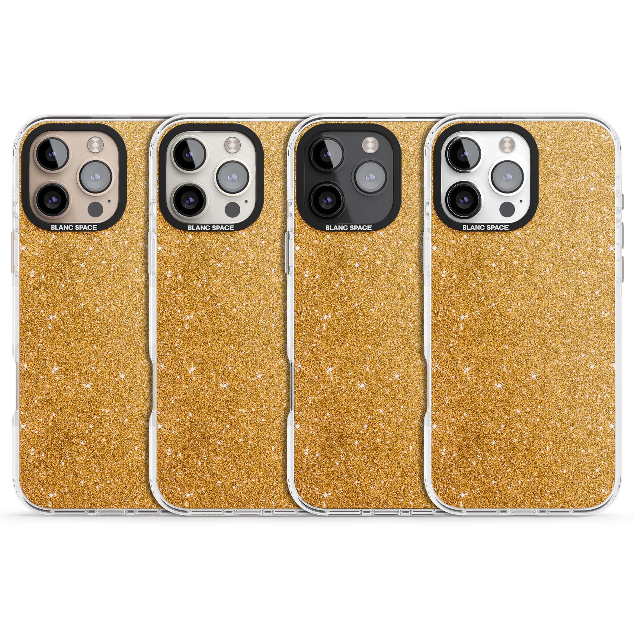 Gold Glitter gold glitter iPhone case featuring a shimmering sparkle wallpaper design in luxury gold | Clear Impact case for iPhone 16 Pro, iPhone 16 Pro Max