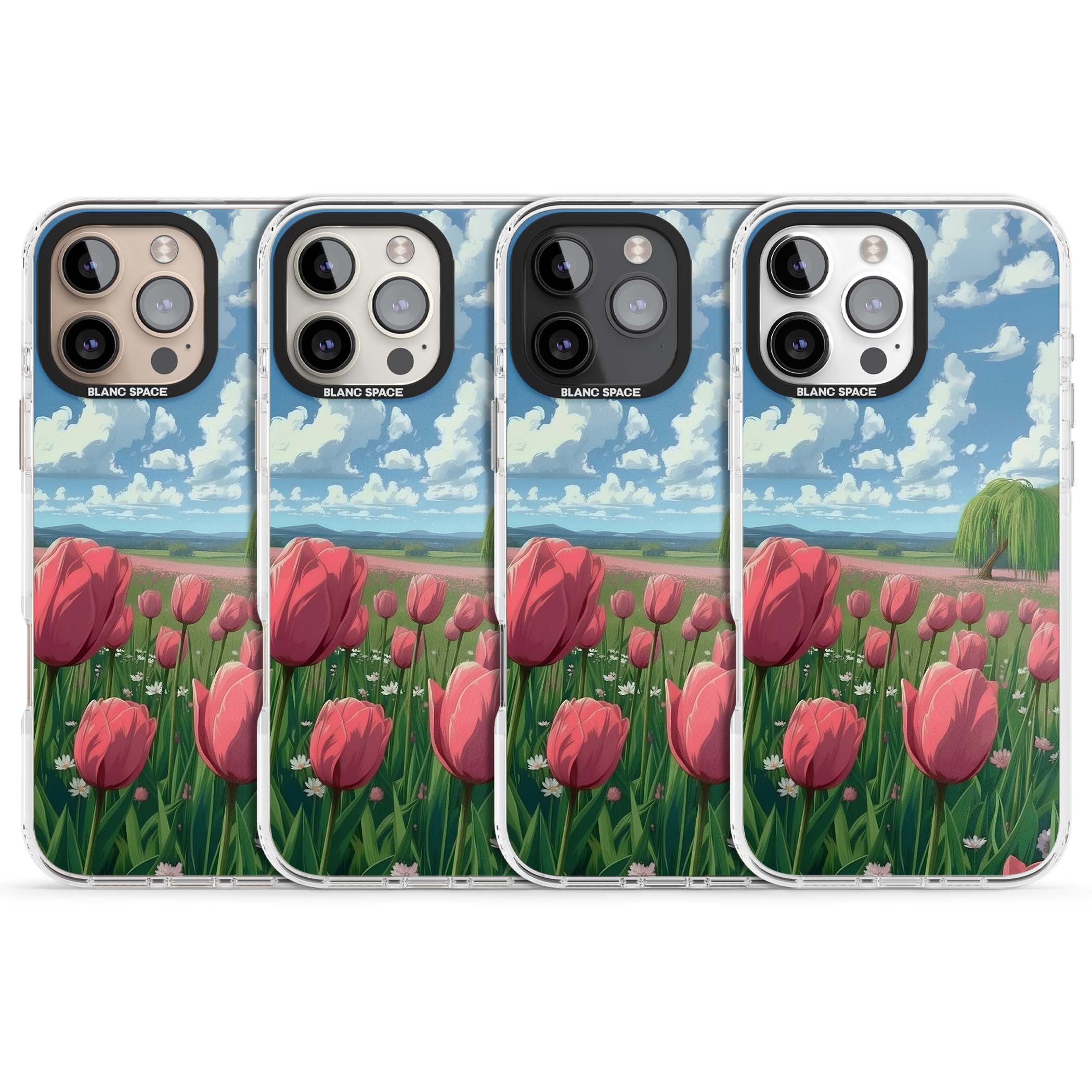 Willow By The Pink Tulips floral iPhone case | Clear Impact case for iPhone 16 Pro, iPhone 16 Pro Max