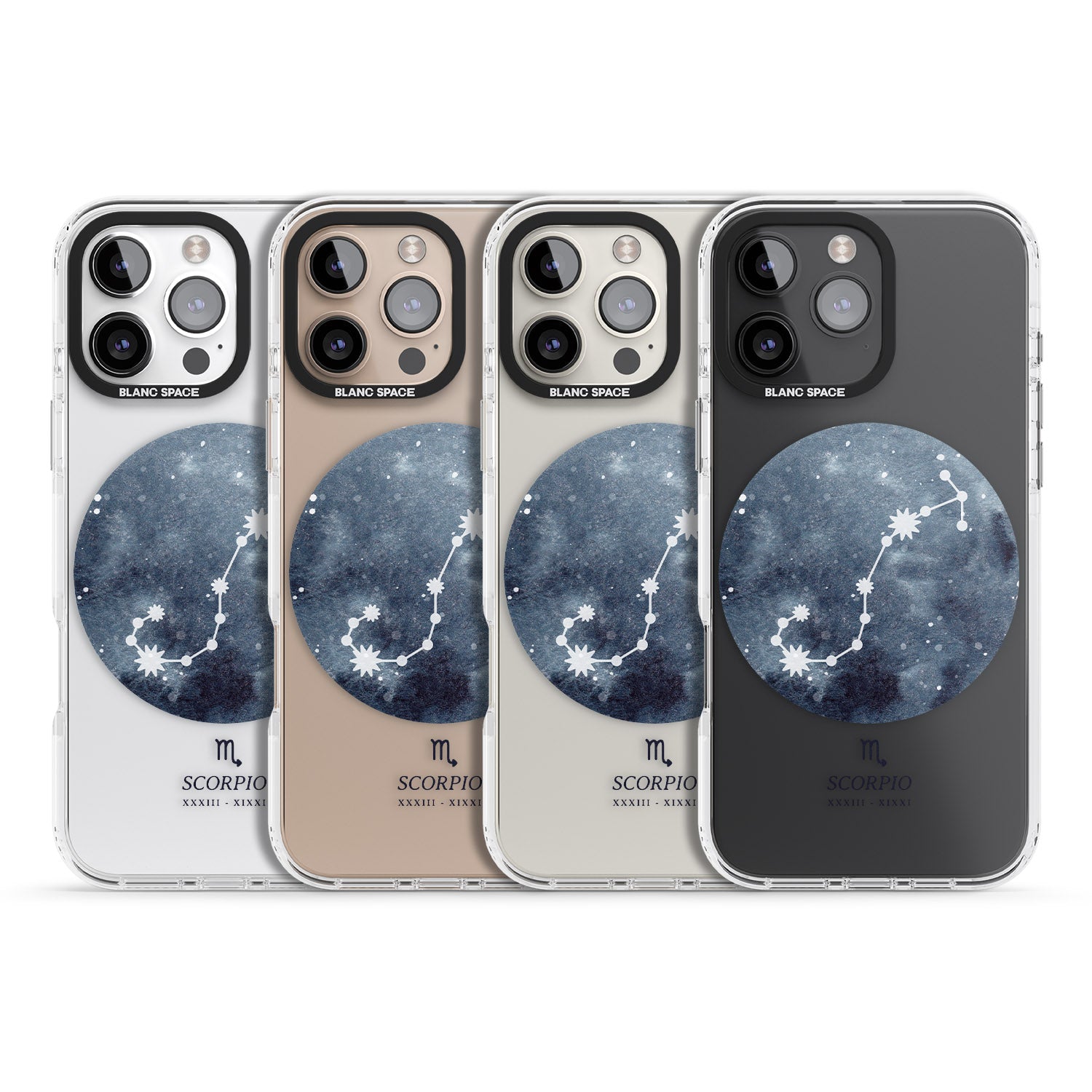 iPhone 16 Pro Max Scorpio Zodiac Transparent Design - Blue Black Impact Phone Case