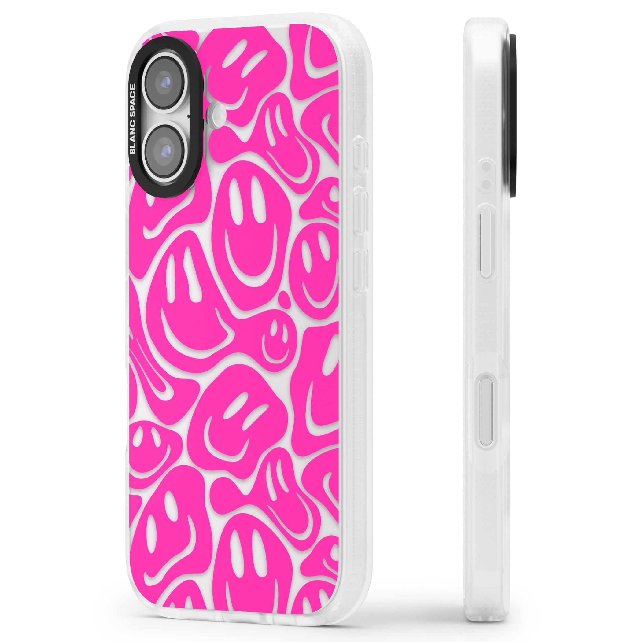 Pink Acid Faces iPhone 17 Impact Air Clear Phone Case Side Profile