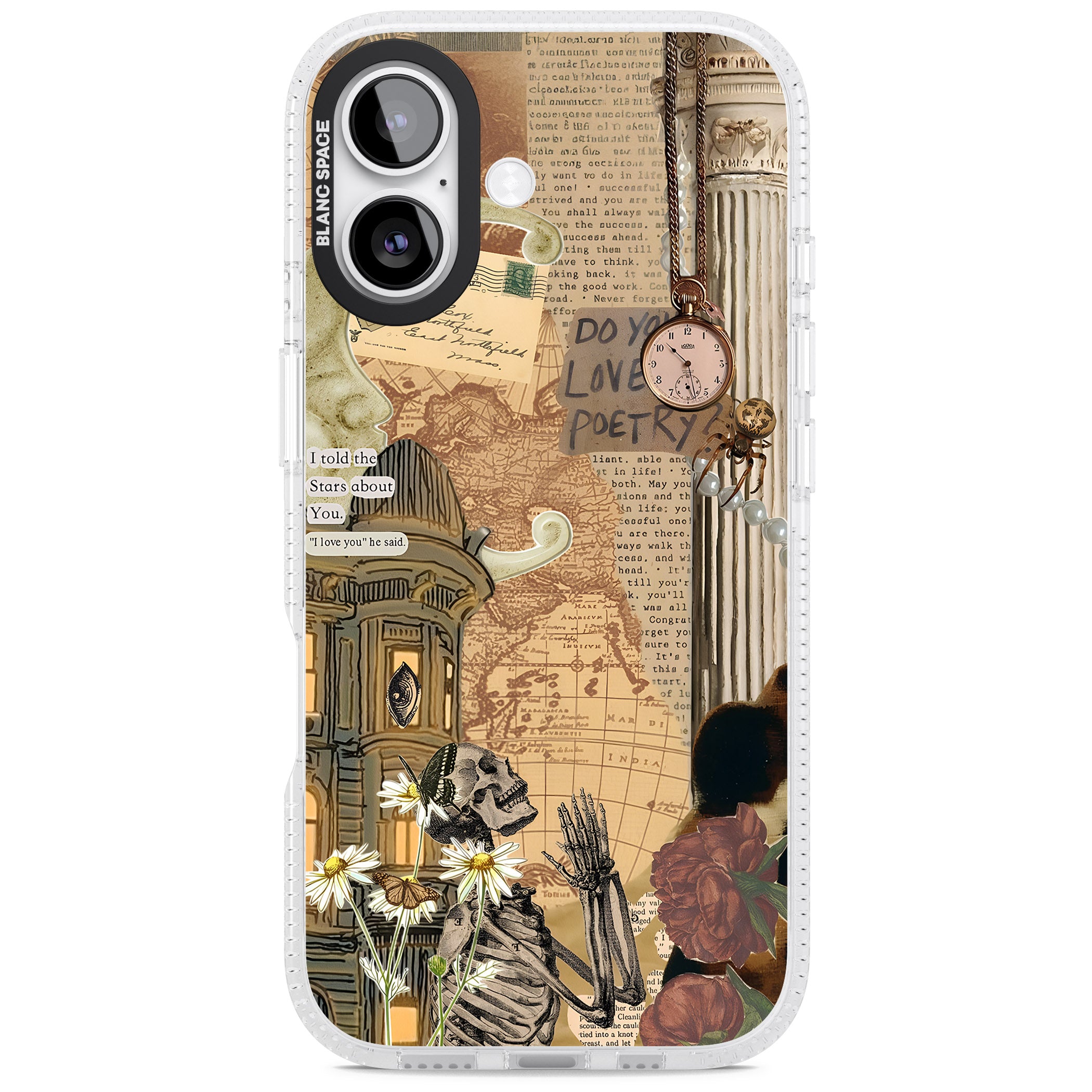 Skeleton Poetry iPhone 17 Impact Air Clear Phone Case