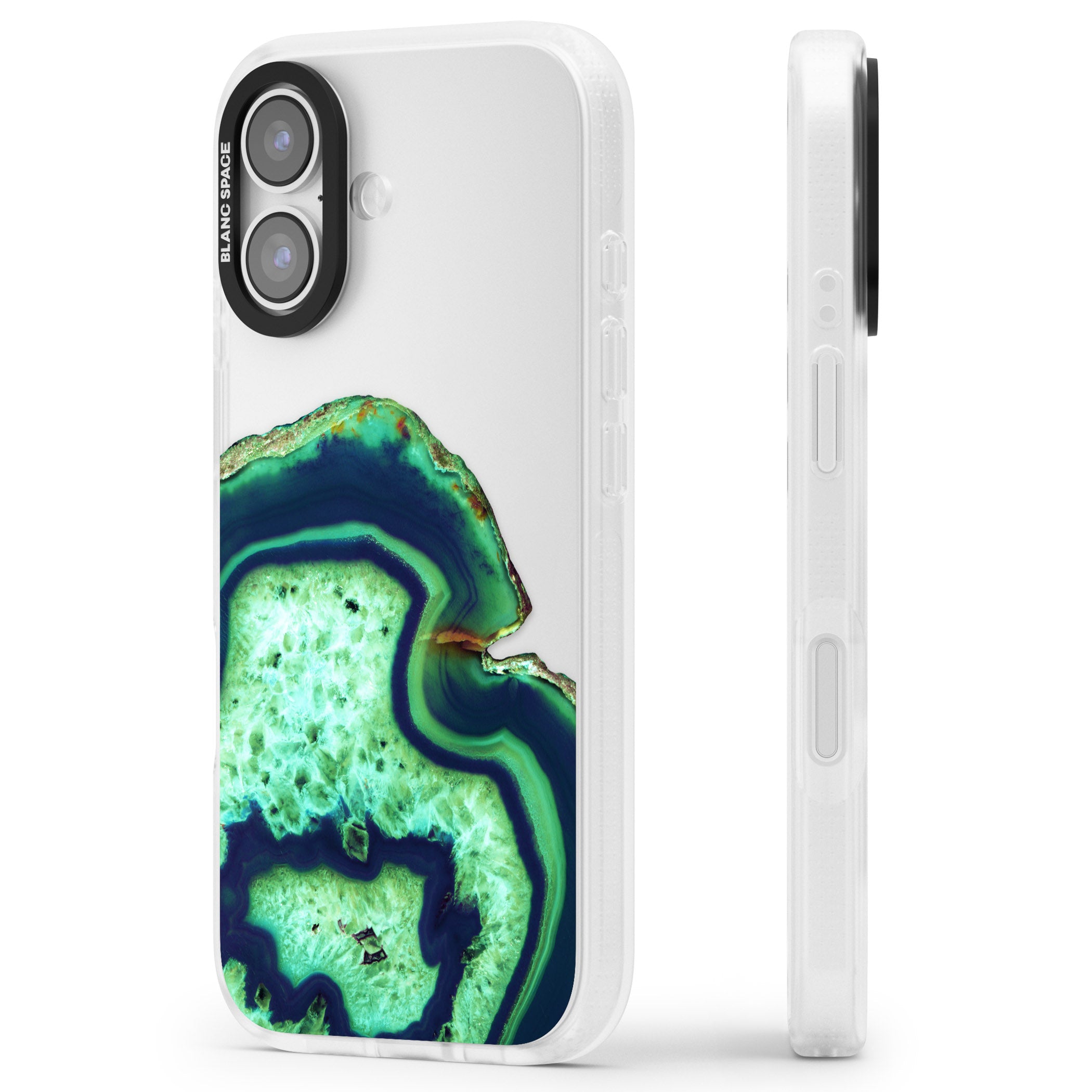 Emerald Agate Slice iPhone 17 Impact Air Clear Phone Case Side Profile
