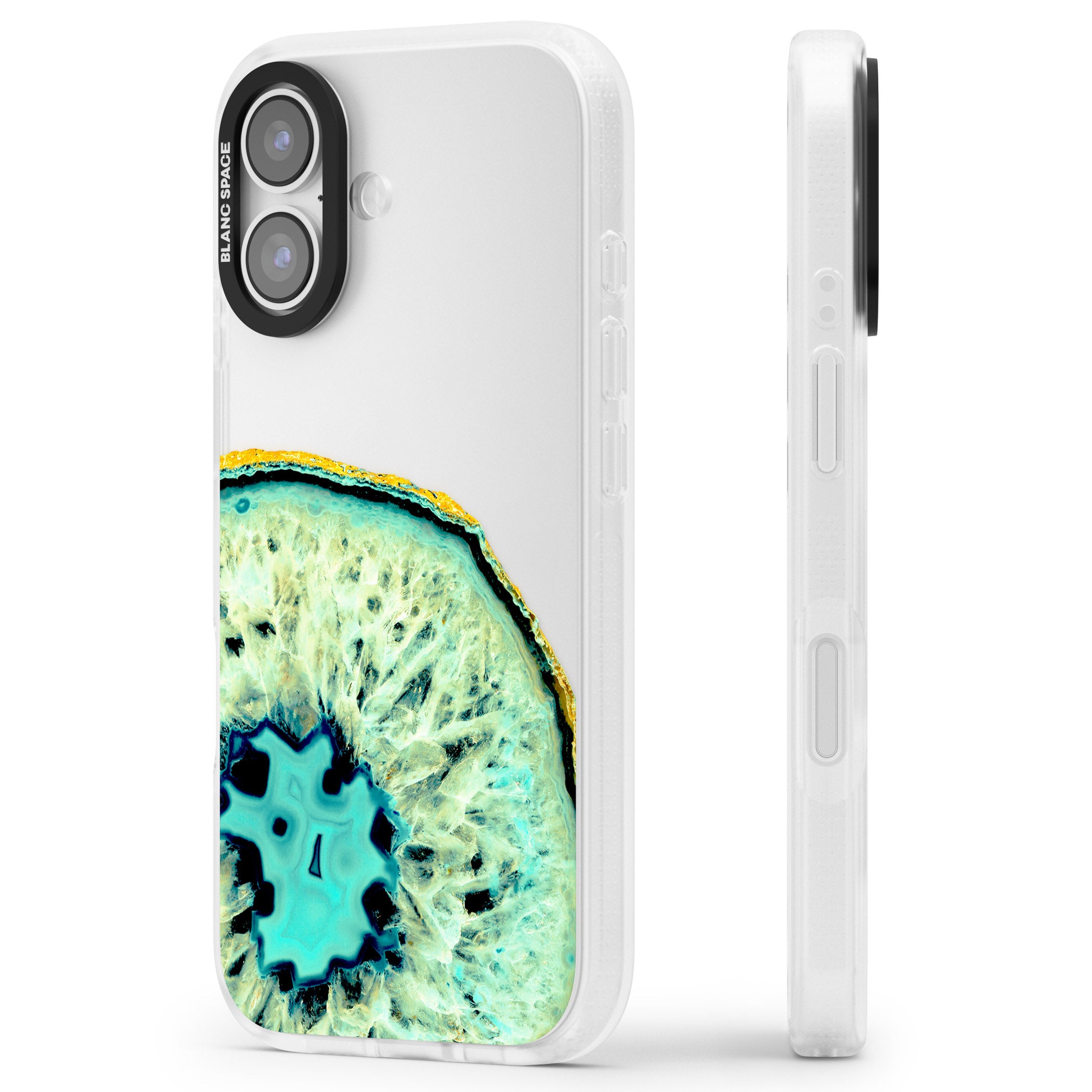 Turquoise Geode Crystal iPhone 17 Impact Air Clear Phone Case Side Profile