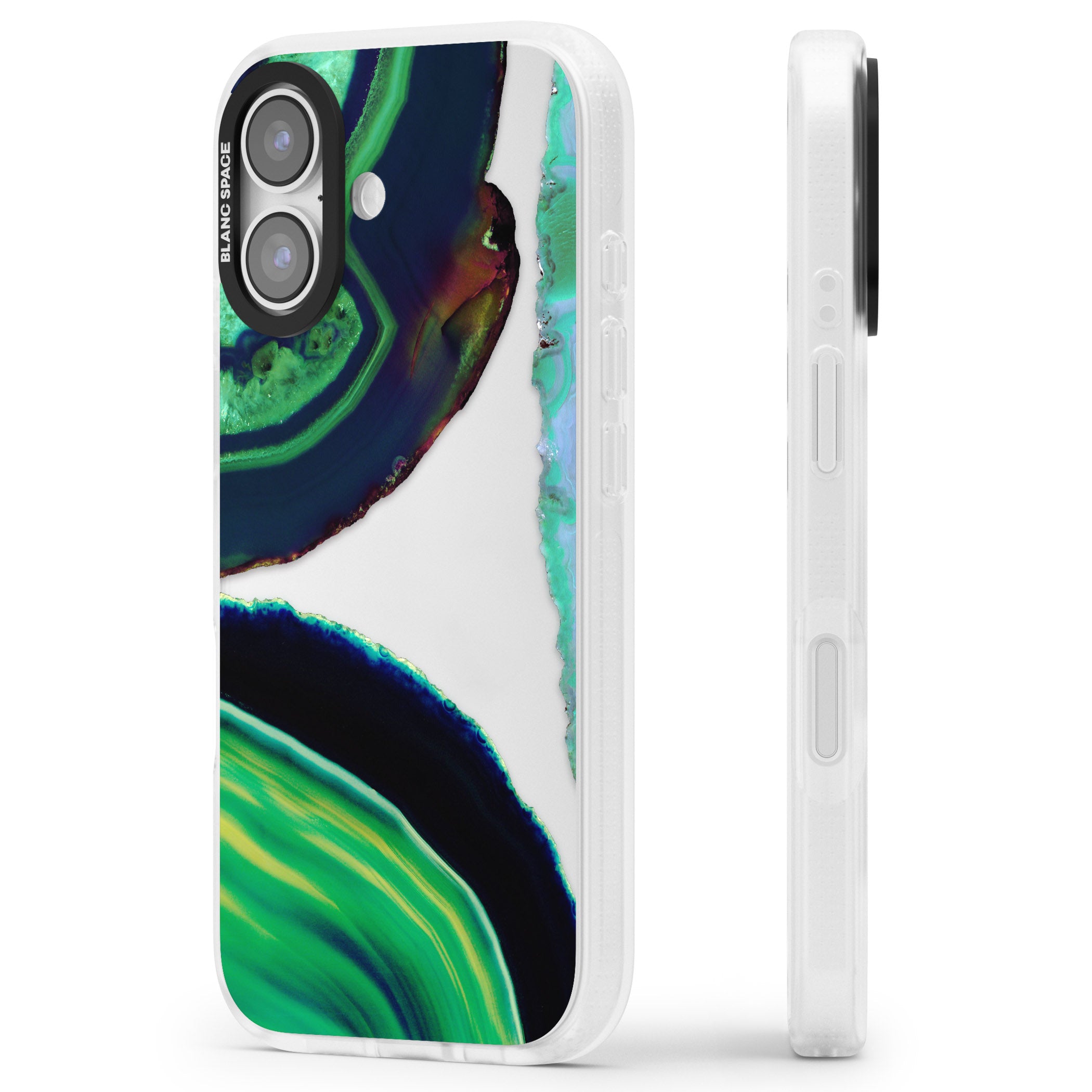 Green Geode Glow iPhone 17 Impact Air Clear Phone Case Side Profile