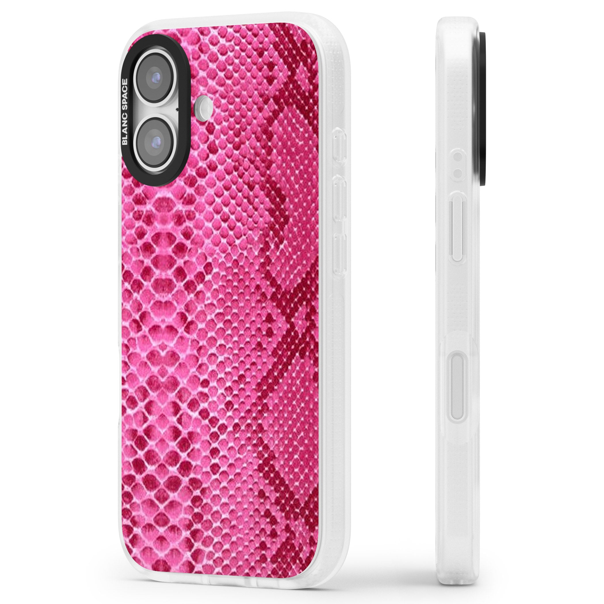 Pink Snakeskin iPhone 17 Impact Air Clear Phone Case Side Profile