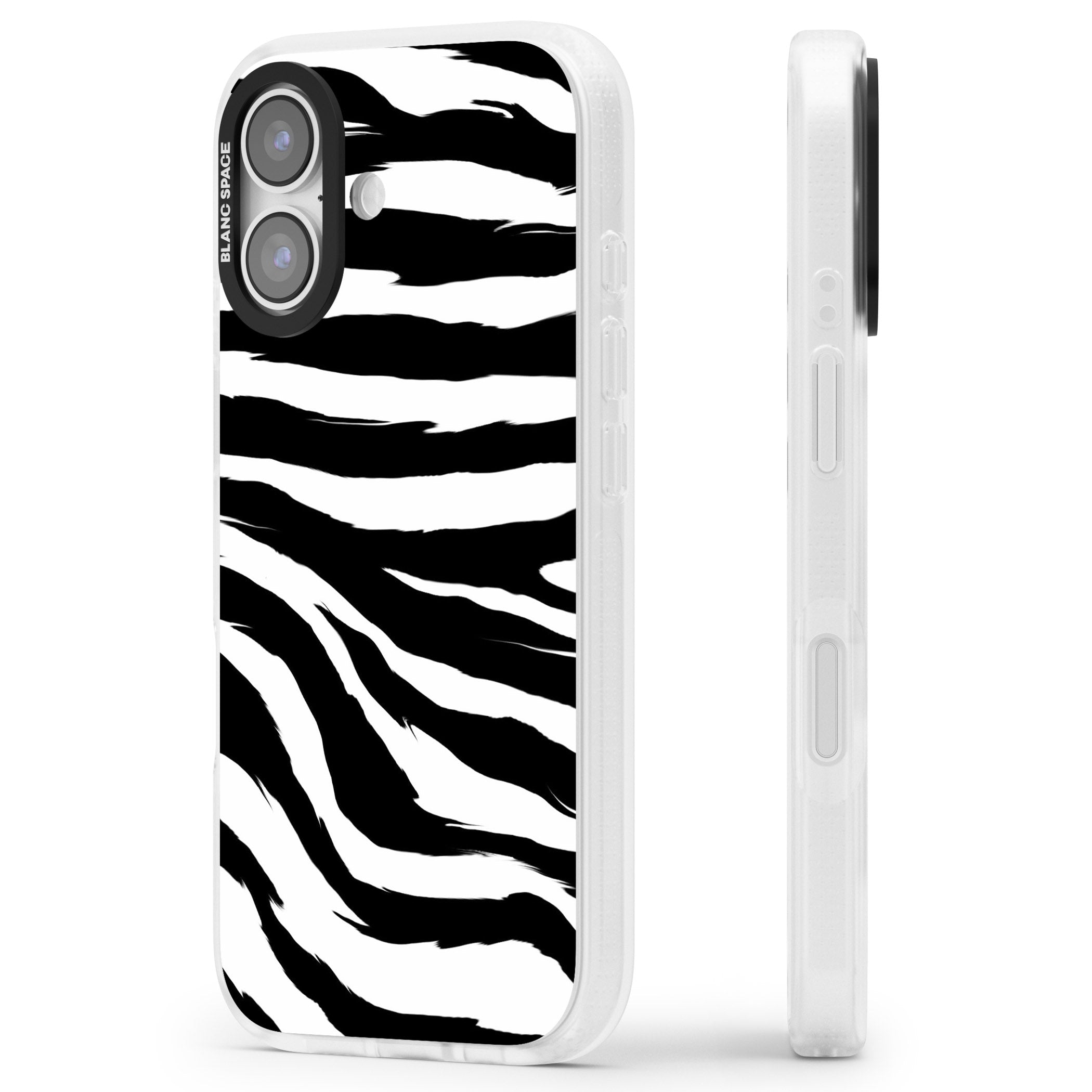Black Zebra Print iPhone 17 Impact Air Clear Phone Case Side Profile
