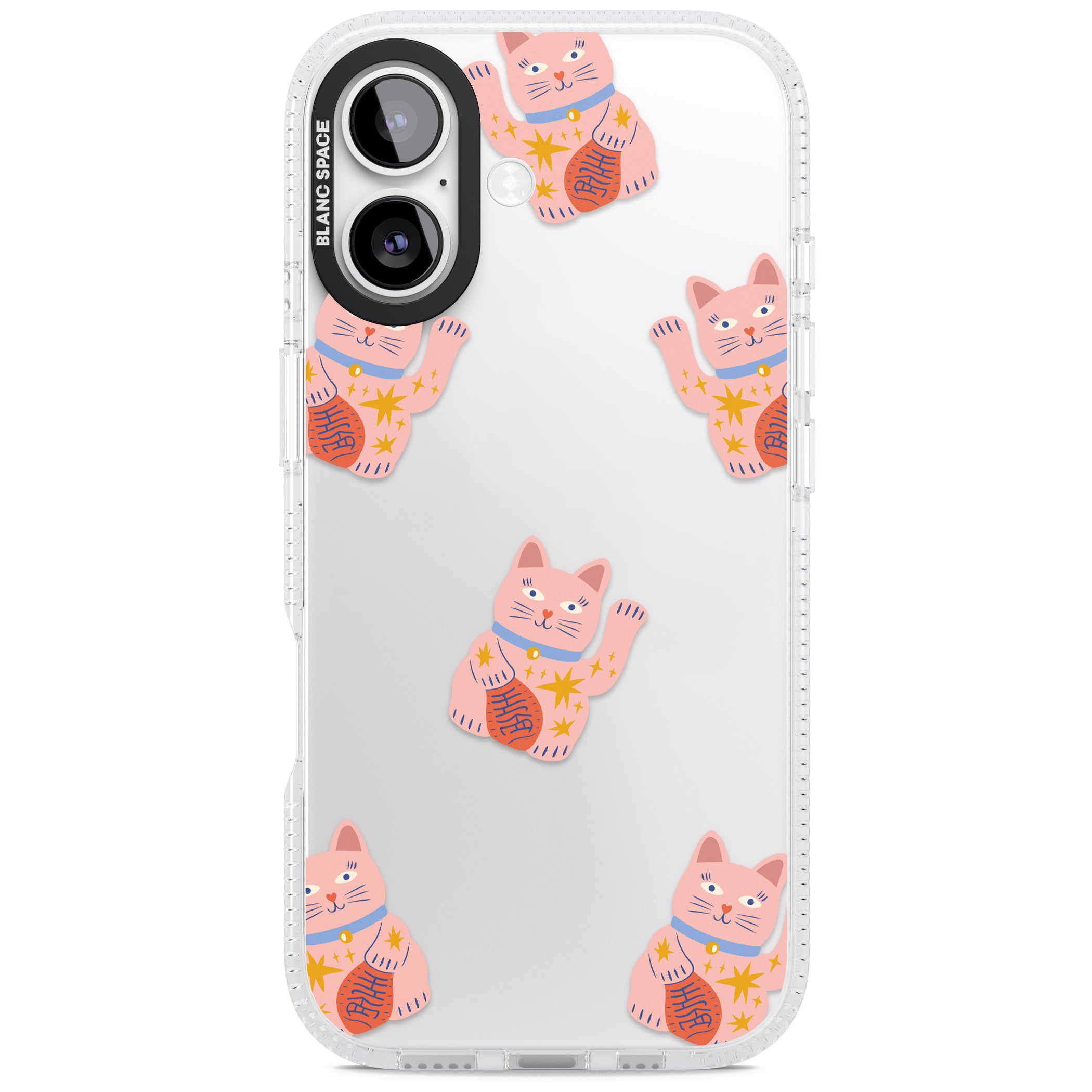 Waving Cat Pattern iPhone 17 Impact Air Clear Phone Case