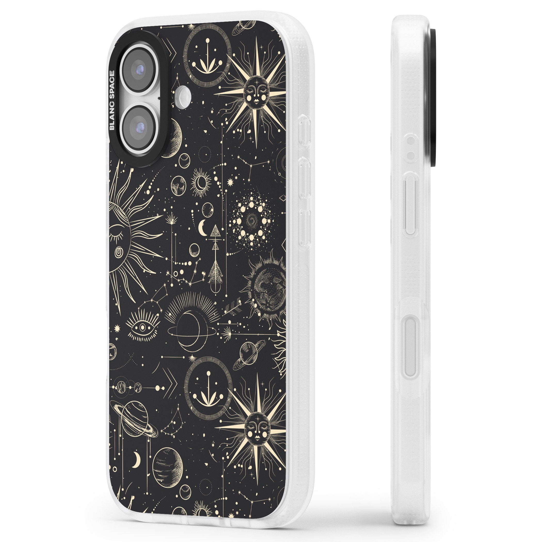 Cosmic Suns And Planets iPhone 17 Impact Air Clear Phone Case Side Profile